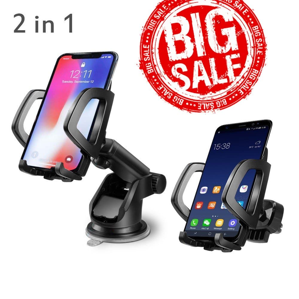 Car Phone Holder,Orinsong 2 in 1 Phone Mount, 360 Degree Rotation Air Vent Car Phone Holder, Universal Car Mount Cradle for Iphone/Samsung/HUAWEI/GPS/Other Devices with the width between 40-100mm