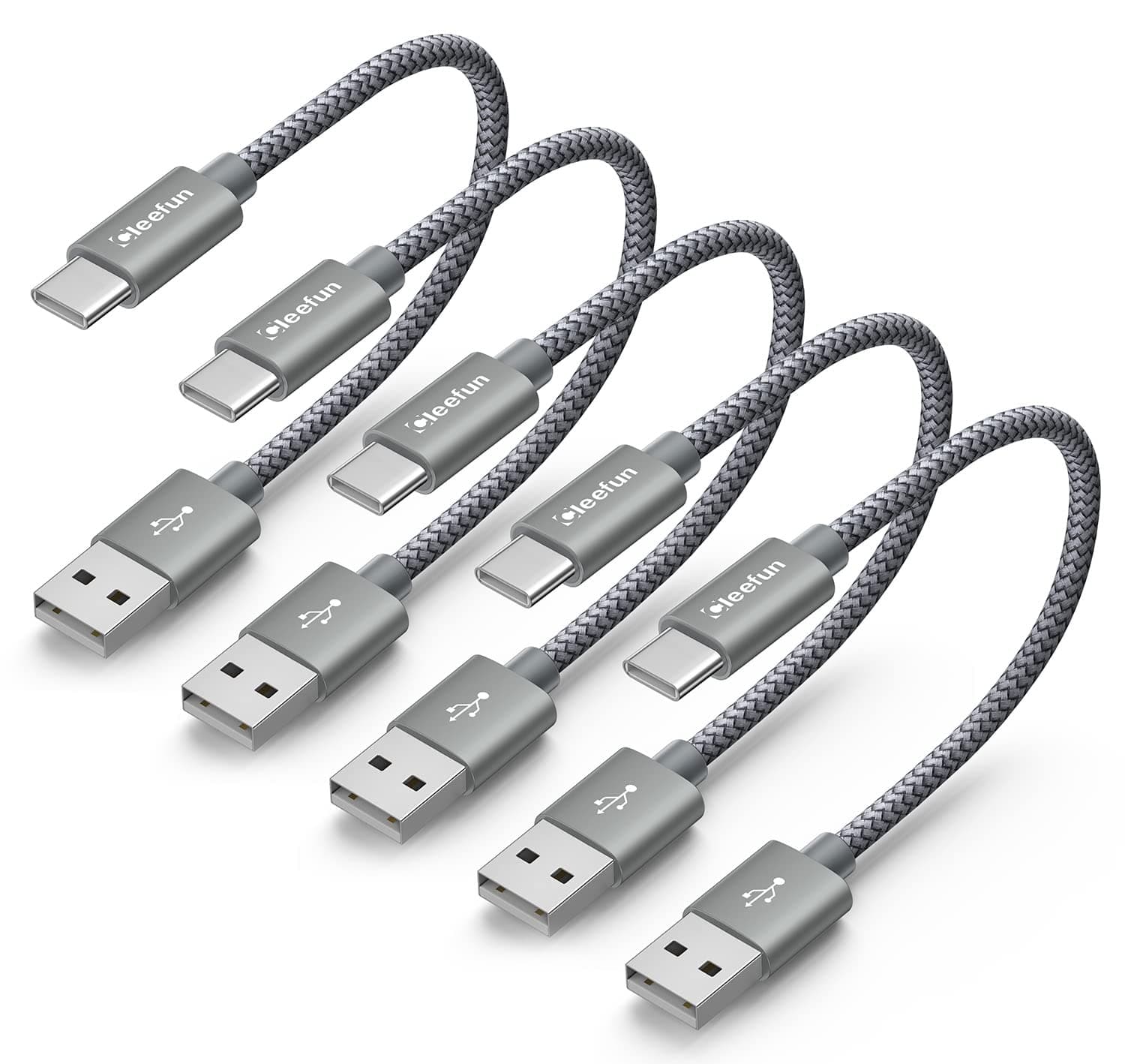 CLEEFUN Short USB C Cable 1ft, 5-Pack USB A to Type C Charger Cord Fast Charging for iPhone 17 16 15 Pro Max Air Plus, for Samsung Galaxy S25 S24 S23 S22 S21 S20 A17 A16 A15 A56 A55 A26 A35 A36 A71