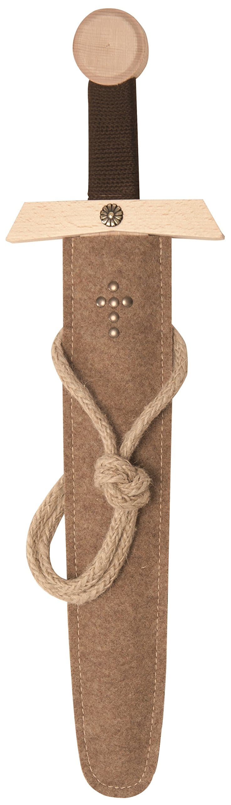 VAH - sturdy Excalibur-Sword-Set with sword and scabbard, 19,7 inches (50cm) length - handcrafted - made from original beech wood and a scabbard made from felt [bonded knob | plenty of Details| Made in Germany]