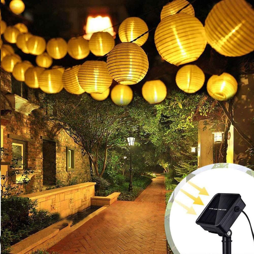 ALOVECO® Solar String Lights Outdoor Lanterns 6.5m/21.3fts 30 LED Waterproof Outdoor Solar Lights Garden Chinese Lantern, String Lights Fairy Lights for Party Christmas Garden Yard(Warm White)