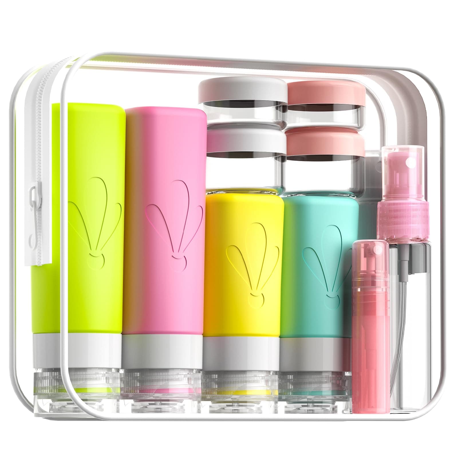 INSFIT Travel Bottles for Toiletries, 17 Pack Leakproof Travel Size Toiletries, Airplane Travel Essentials, Holiday Essentials for Women and Men with Labels/Clear Bag