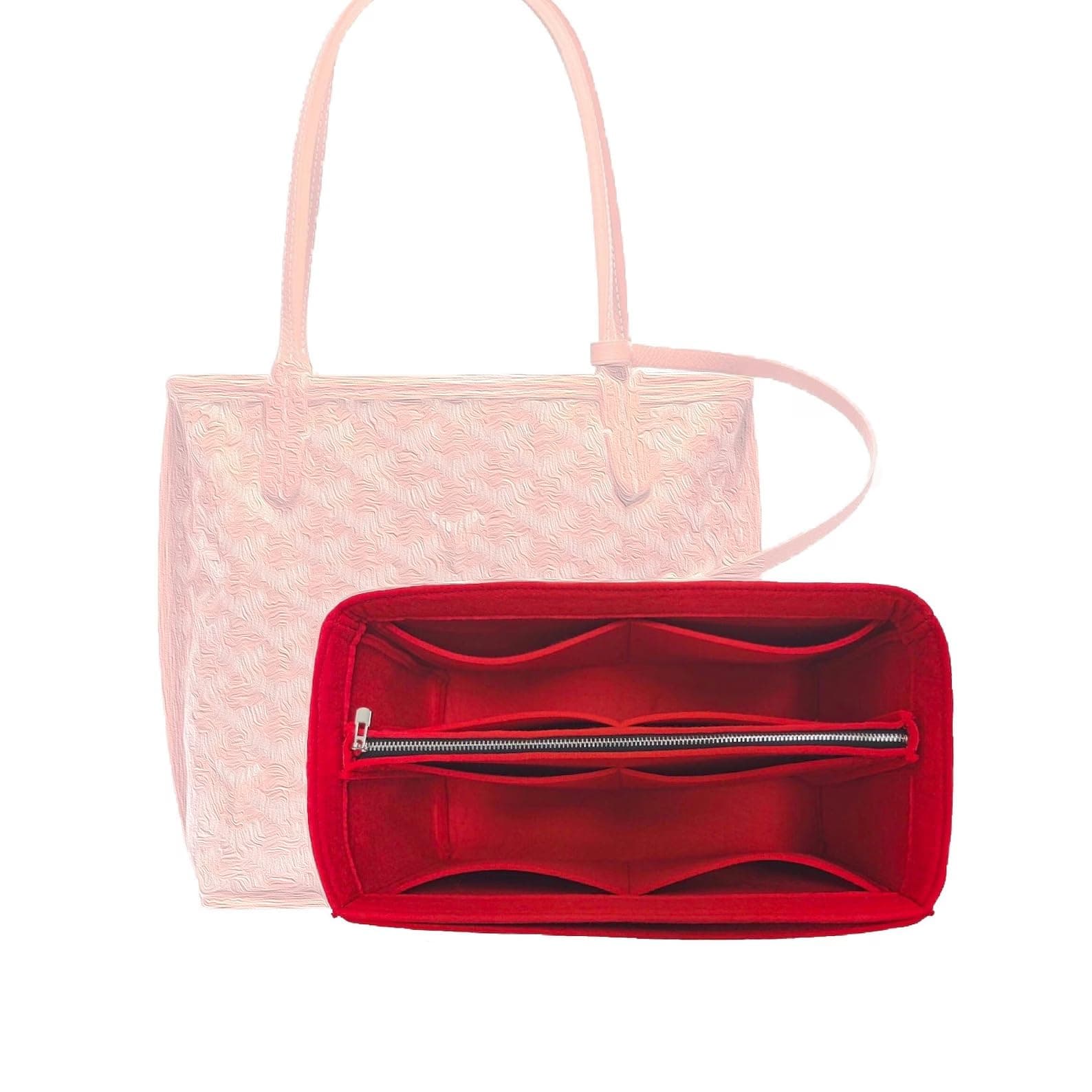 Divitize Premium Purse Organizer compatible with Anjou Mini/PM/GM Bag Insert — with Silver Zip Perfect Fit, Durable Quality Felt, Full Coverage No Bulking, +24 Shades (For Anjou PM, Black)