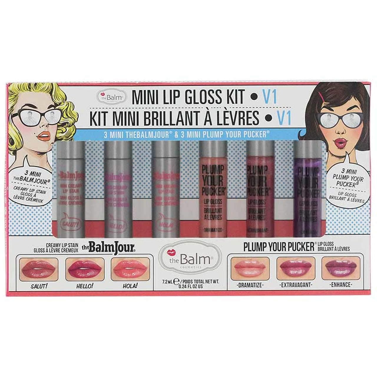 theBalm Mini Lip Glosses Kit Vol 1, Mixing Colorful Flavors, Ultra-Moisturizing, Lightweight, Hydrating, Durable Cosmetics Multi-Color Set of 6