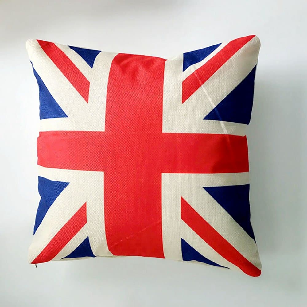 Soo Angeles Cotton Linen Square Decor Throw Pillow Case Cushion Cover British Flag Style 18 X 18 Inch