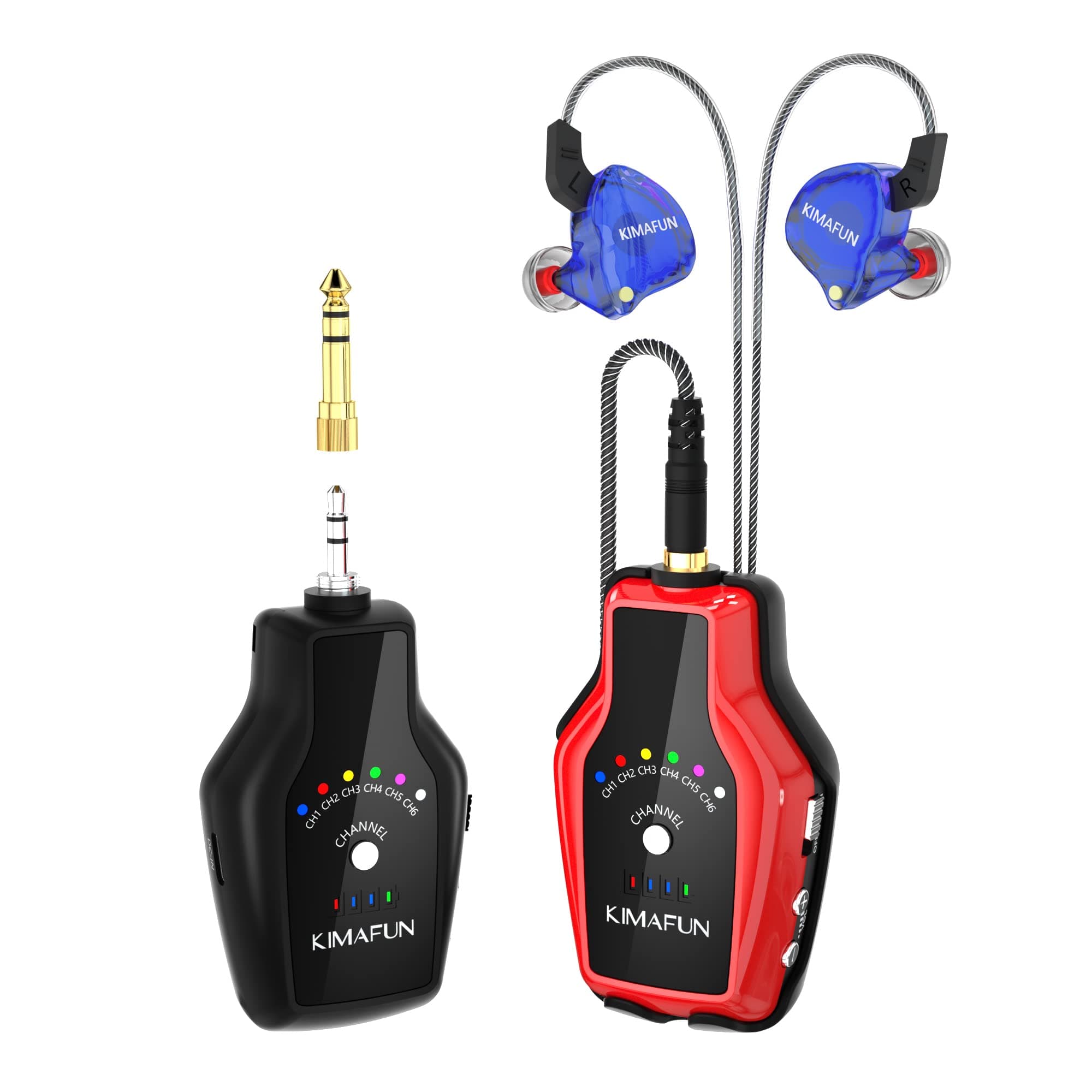 KIMAFUN Wireless in Ear Monitor System, Personal Wireless IEM System Earphone for Musicians, Singers (1TX+1RX)