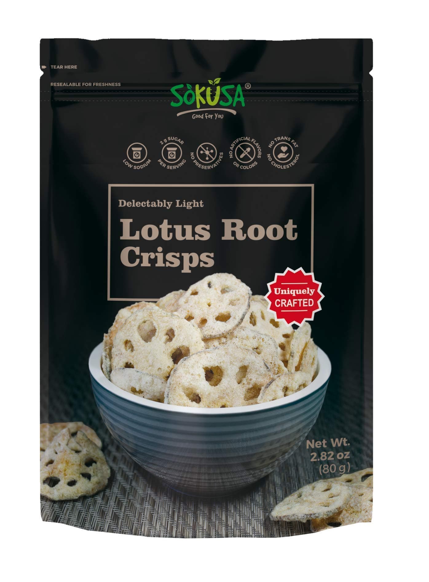 SoKusa Lotus Root Crisps 5.64oz (2 PACK of 2.82 oz)