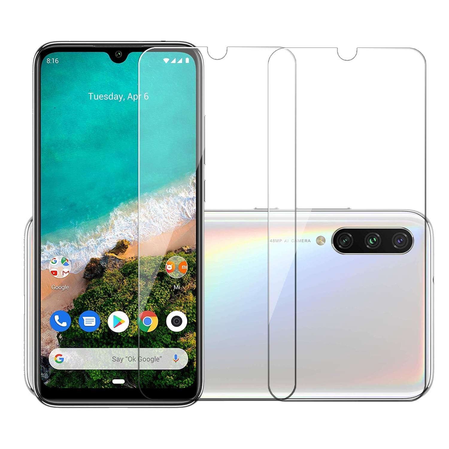 POPIO Tempered Glass for Xiaomi Mi A3 (Transparent) Full Screen Coverage (Except Edges), Pack of 2