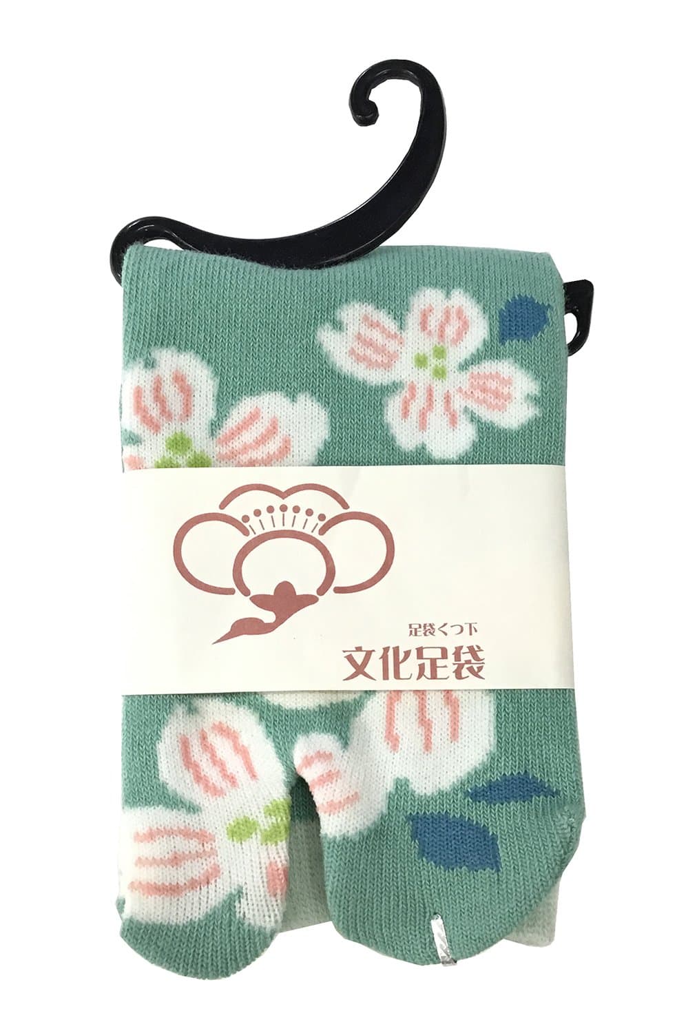 KurofuneWomen's Tabi Socks with Japansese Design(5.5-7.5) (Blue green "hanamizuki")