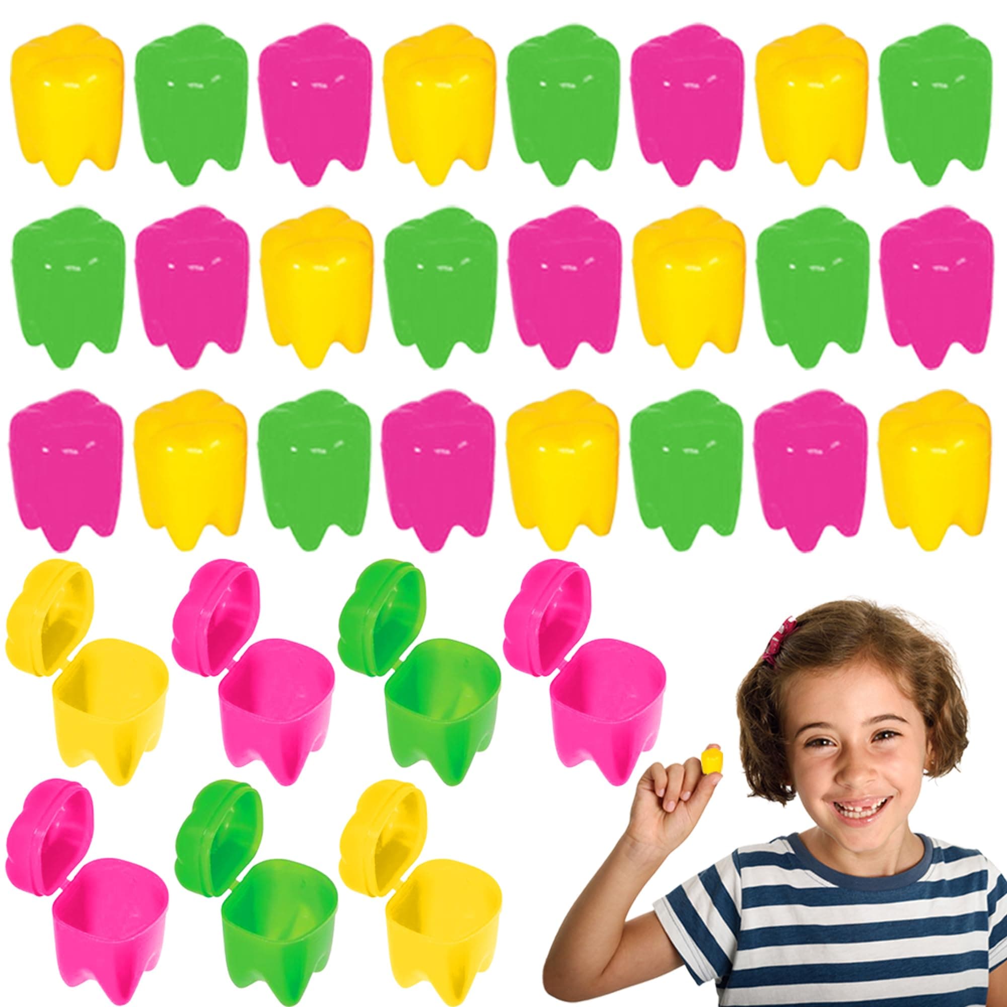 ArtCreativity Colorful Tooth Savers, Set of 72, Tooth Holders For Boys & Girls, Dentist Office Giveaways For Kids, Theme Party Supplies, Unique Goodie Bag Fillers, and Easter Egg Stuffers