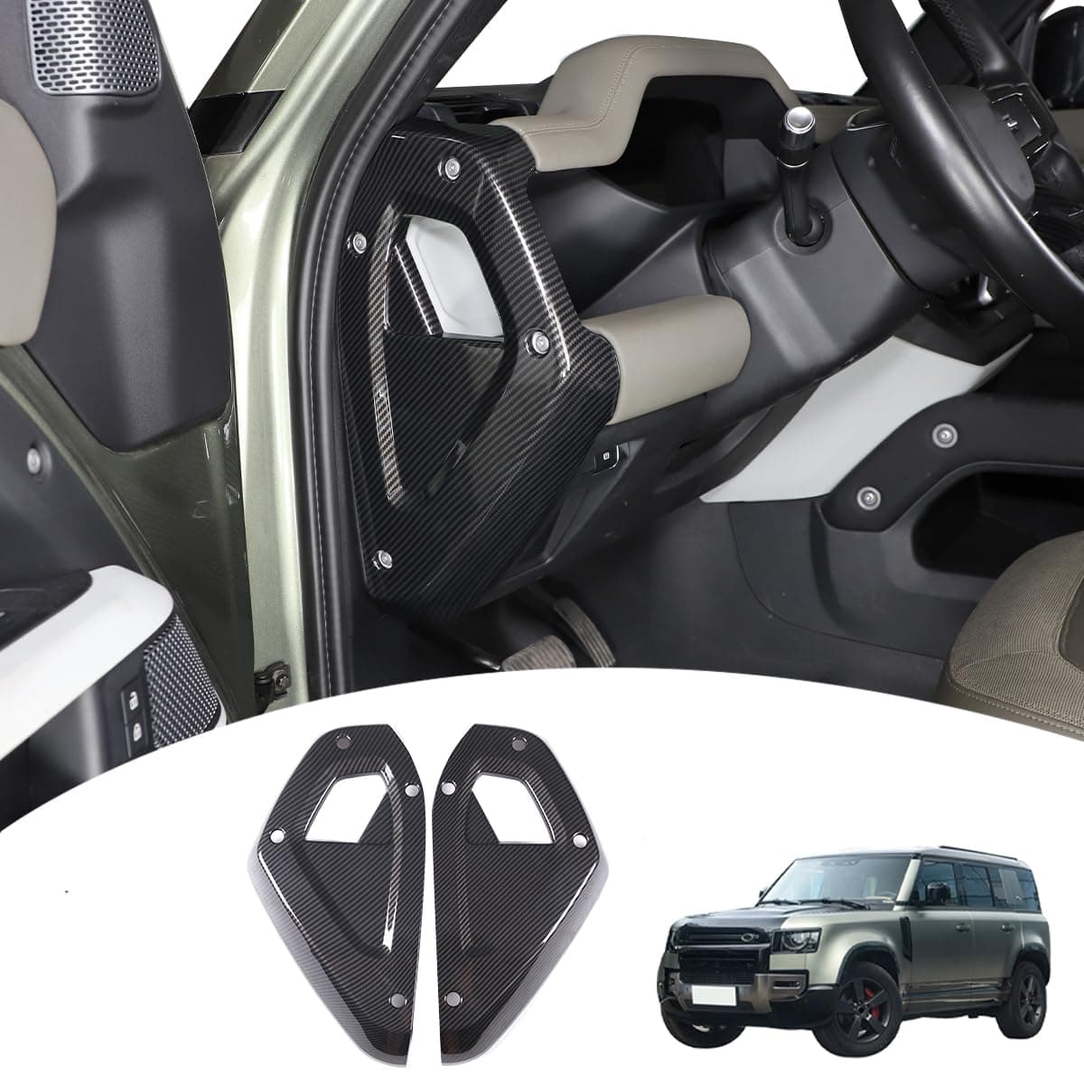 JONKOKO Car Central Control Both Sides Decorative Strips Sticker for Land Rover Defender 2020-2023 90 110 130 Interior Accessories (Carbon Fiber)