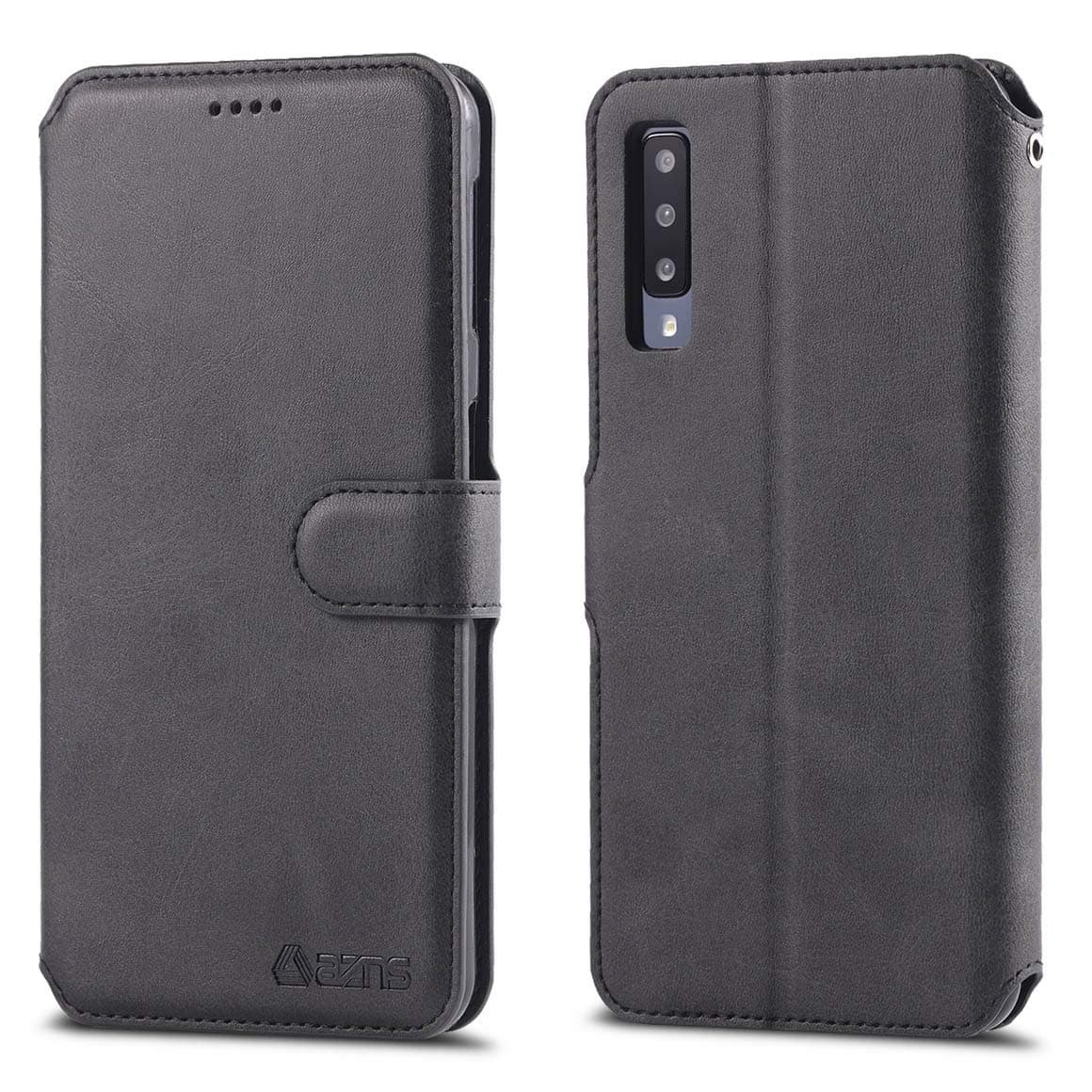 SHUNDA Case for Samsung Galaxy A30s, Ultra Slim Leather Flip Wallet Cases Card Slot Bracket Protection Case Cover for Samsung Galaxy A30s (6.4 inch) - Black