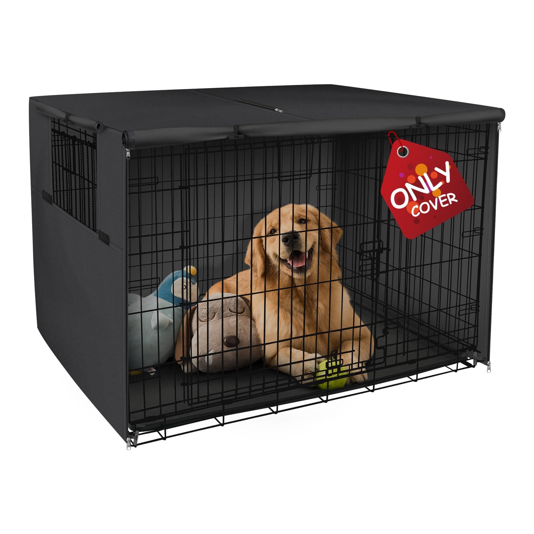 Explore Land Dog Crate Cover Heavy Duty Polyester Pet Kennel Sunshade Universal Fit for 54 inches Wire Cage (Black)