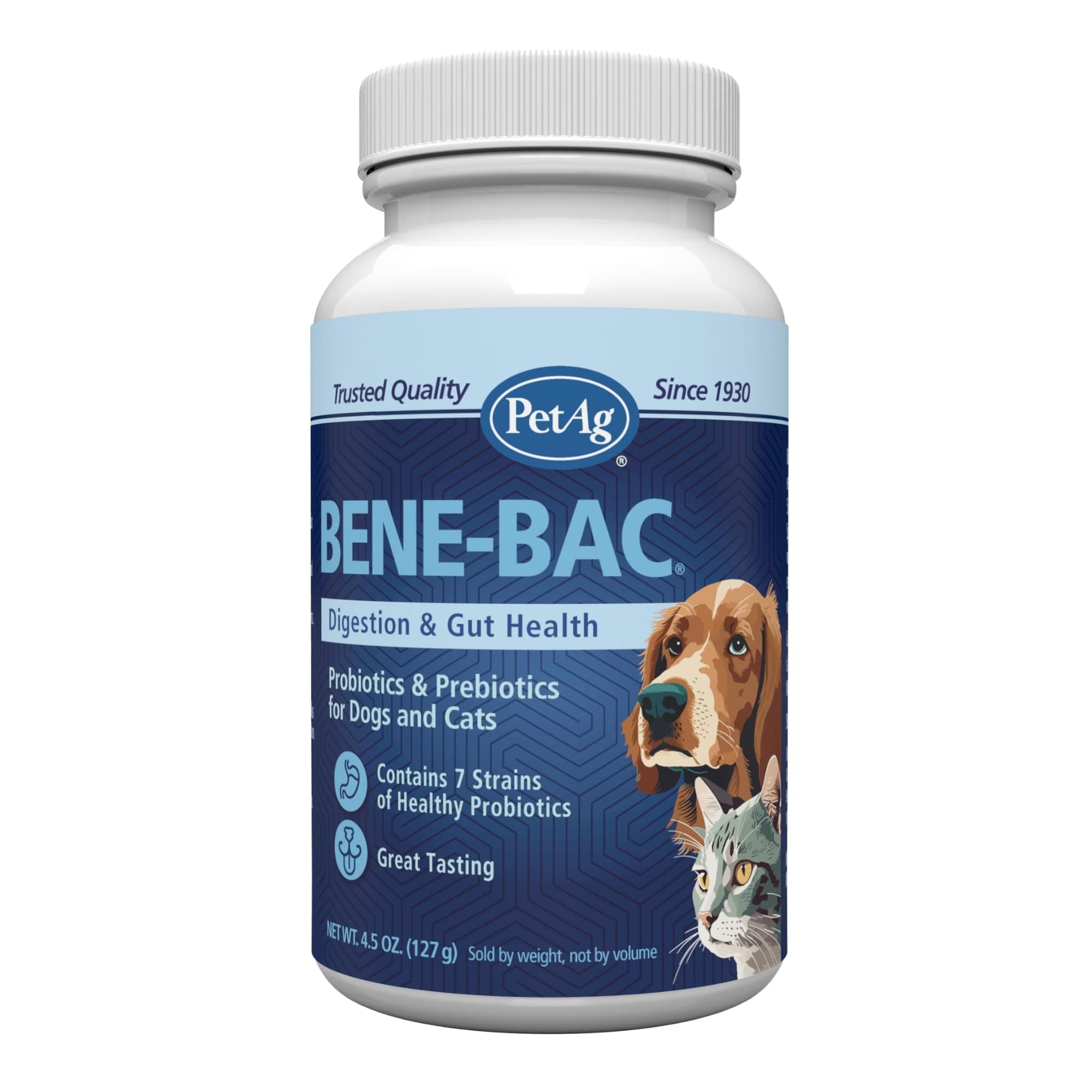 PetAg Bene-Bac - 4.5 oz Powder - Probiotics for Dogs, Cats, Exotic & Wildlife Mammals