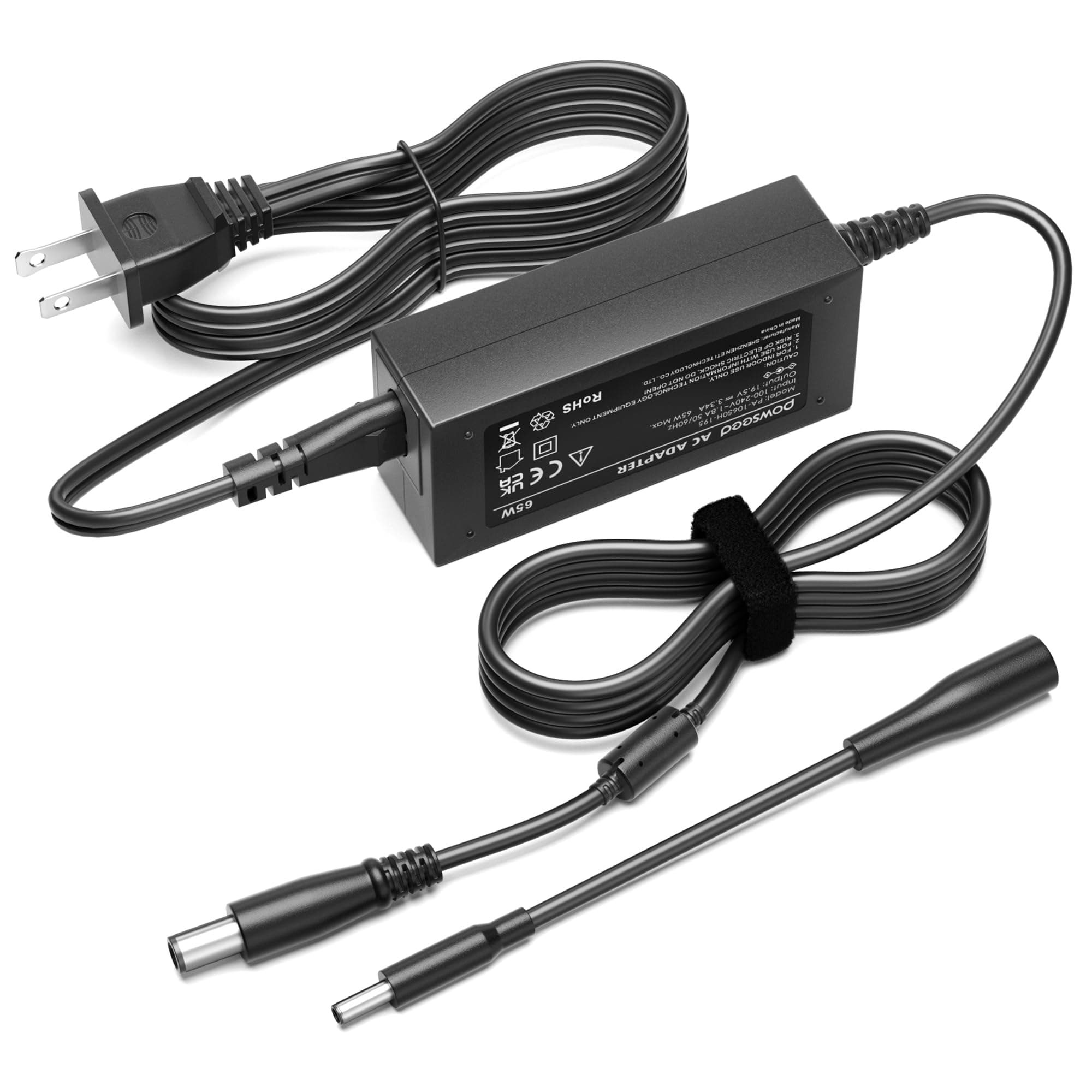 65W Laptop Charger Replacement for 65W 45W Dell Laptop charger Compatible with Inspiron 11 13 14 15 17 3000 5000 7000 Series Vostro Latitude XPS AC Adapter Power Cord Round Tip 7.4mm and 4.5mm