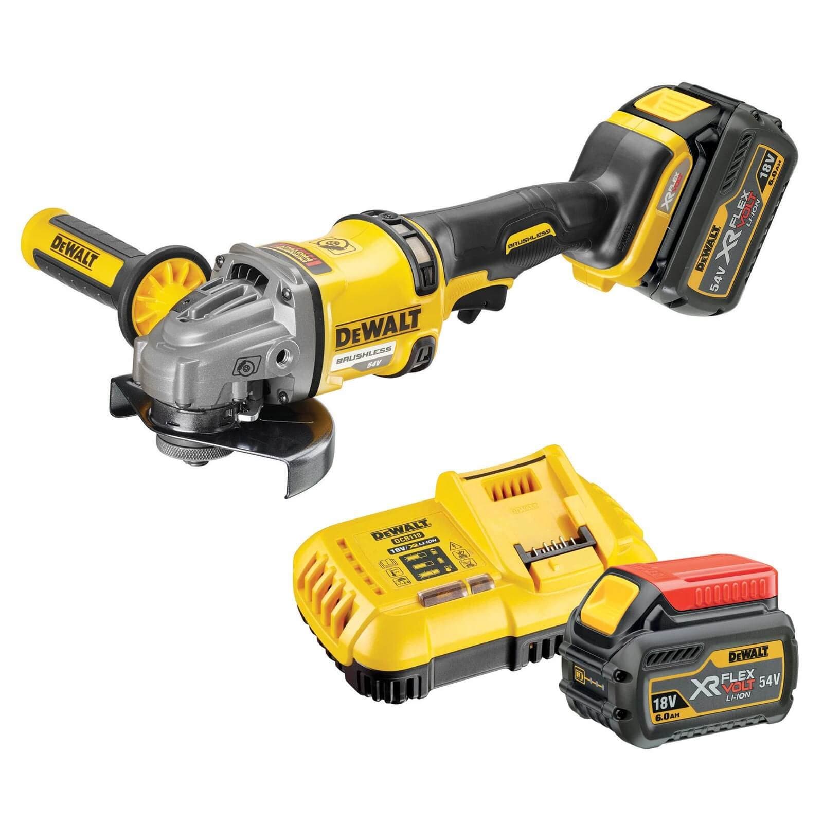 DEWALT DCG414T2-QW XR 54V Flexvolt 125 mm Cordless Angle Grinder Kit -2X6.0 Ah Batteries included