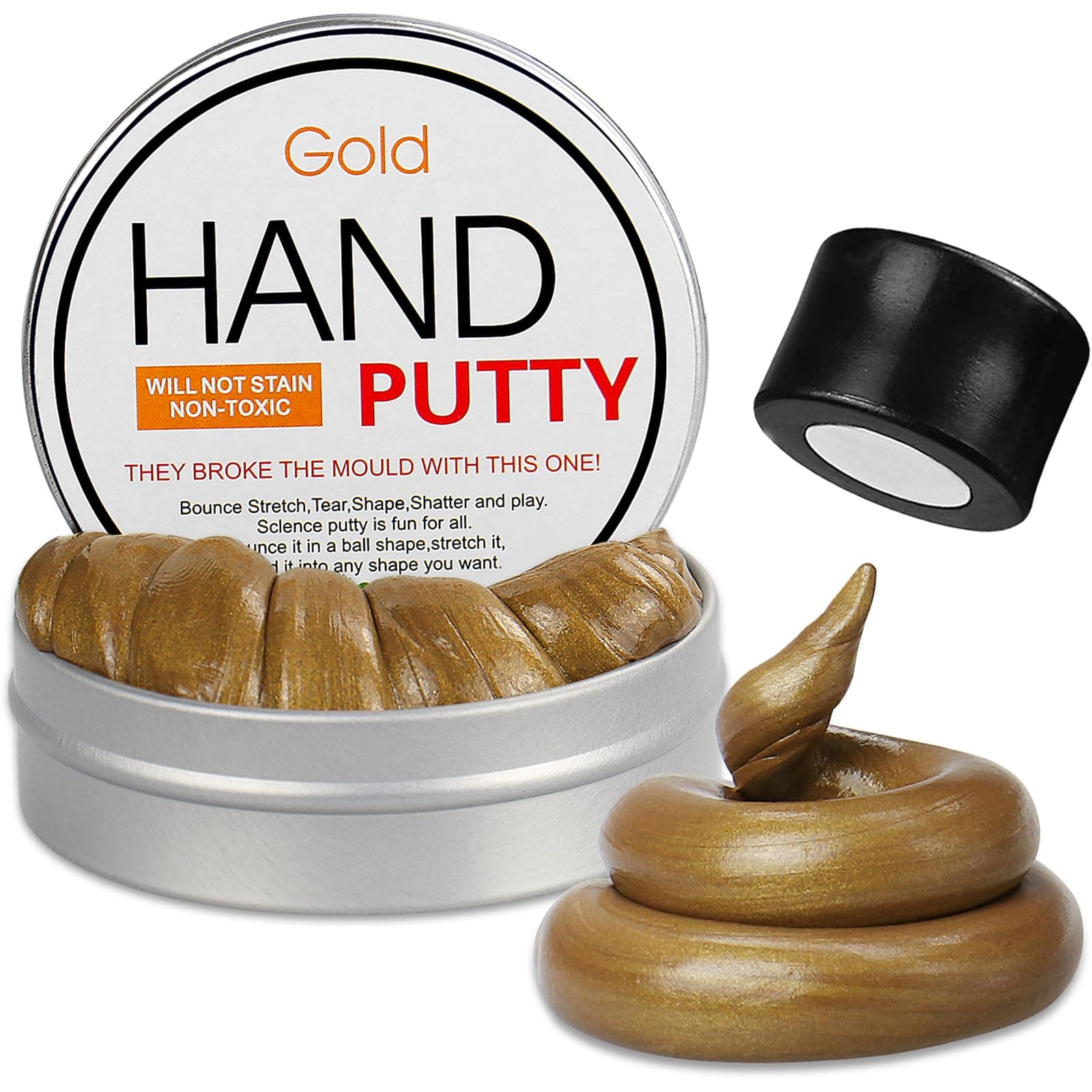 Magnetic Slime Putty, Soft Magic Slime Hand Therapy Putty Fidget Game Stress Relief Thinking Educational Toy with Upgraded Magnet Christmas Birthday Gift for Kids Adults (Gold)