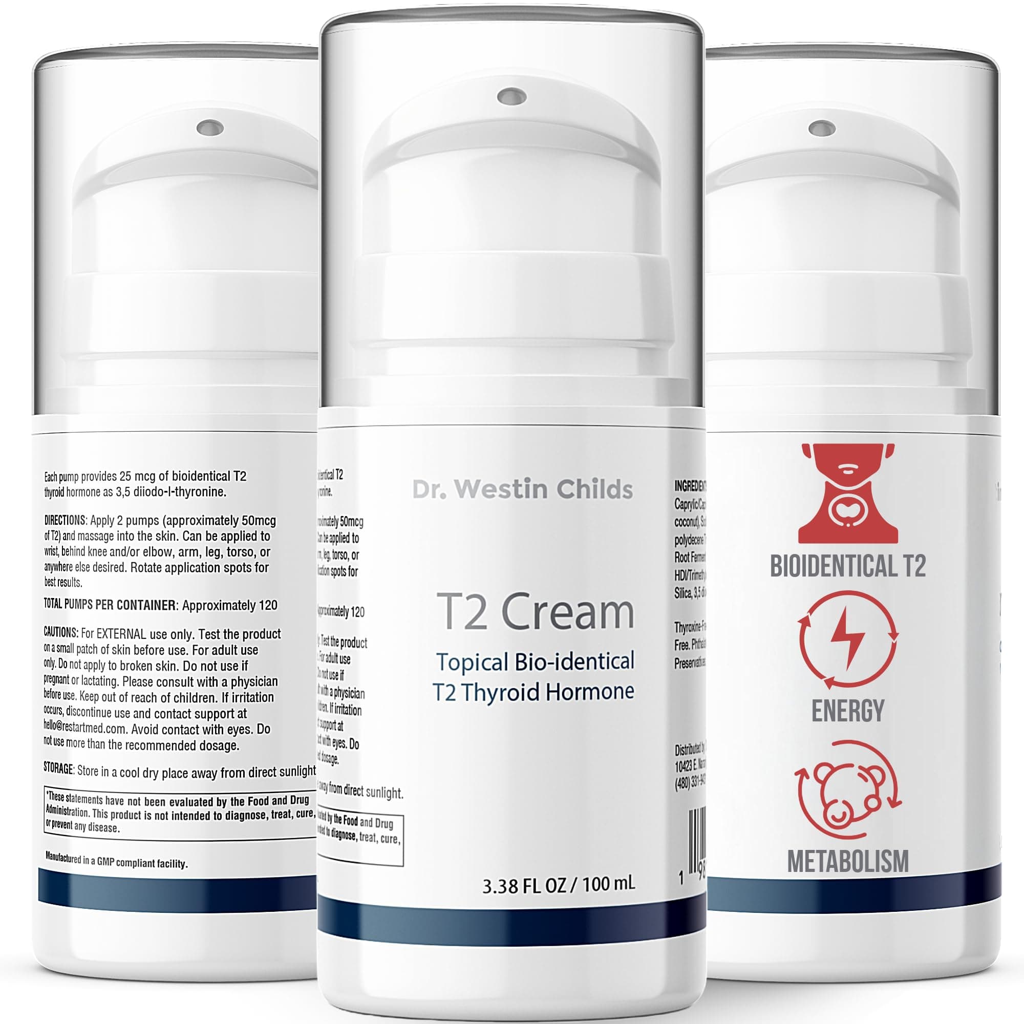 Dr. Westin Childs T2 Cream - T2 Thyroid Support for Women & Men with Bioidentical 3,5 Diiodo-l-thyronine in Lotion Form for Hormone Balance in Hypothyroidism, Hashimoto's, Thyroidectomy & Rai, 60 Ct