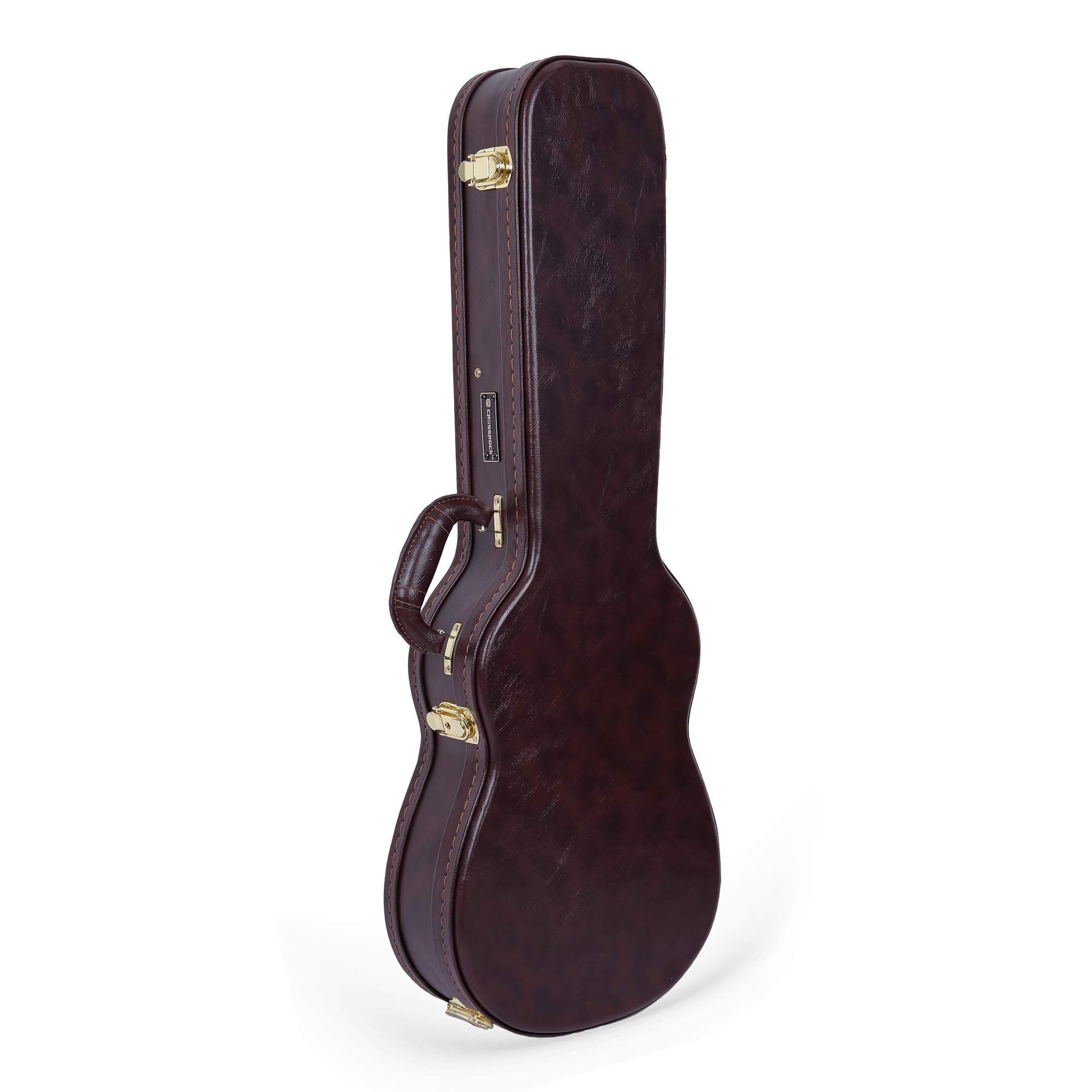 Crossrock Wooden Ukulele Case fits 30/31in Baritone Ukulele- Stainless Steel Latches, Sponge Lining, Storage Space-Vintage Brown (CRW600BUBR)