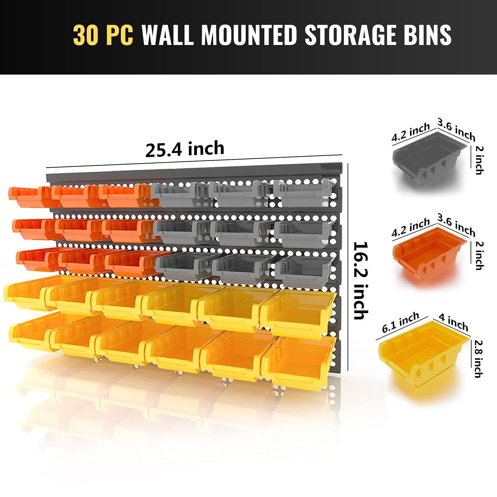 XDOVET Garage Organizer Bins, 30PC Wall Mount Storage Small Parts Bins With Peg Board And Install Screws, Store Your Nuts, Bolts, Screws, Nails, Beads