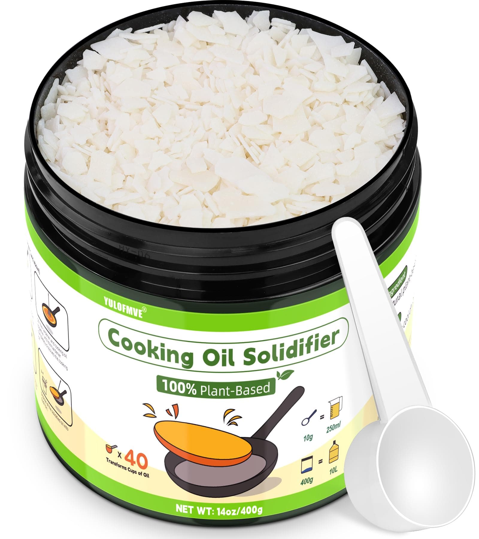 Cooking Oil Solidifier, Solidifies Up To 40 Cups From Mess, 100% Plant-Based Used Solidifying Powder, Grease Hardener Disposal For Kitchen