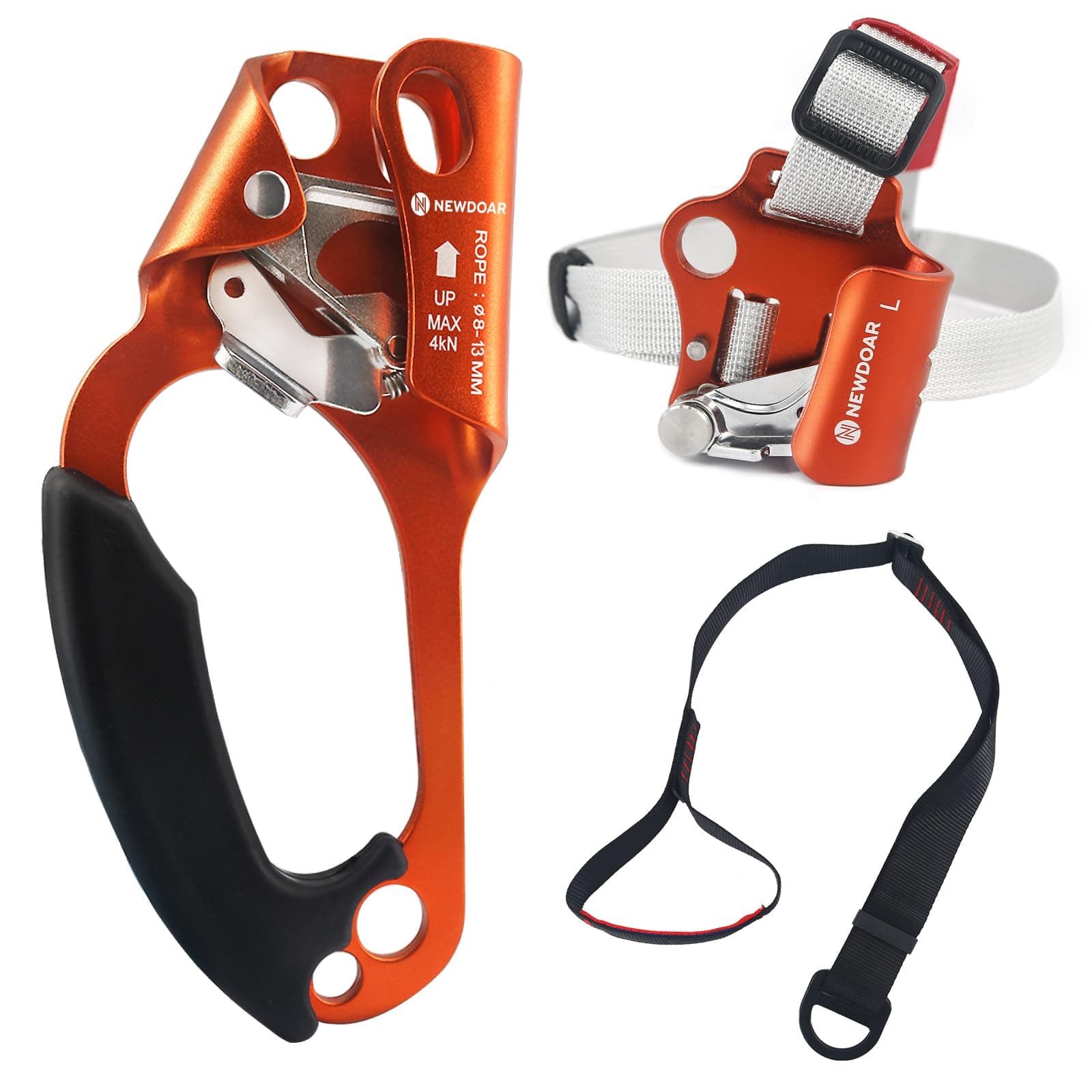 NewDoar UIAA & CE Certified Hand Ascender Rock Climbing Tree Arborist Rappelling Gear Equipment Rope Clamp for 8~13MM Rope