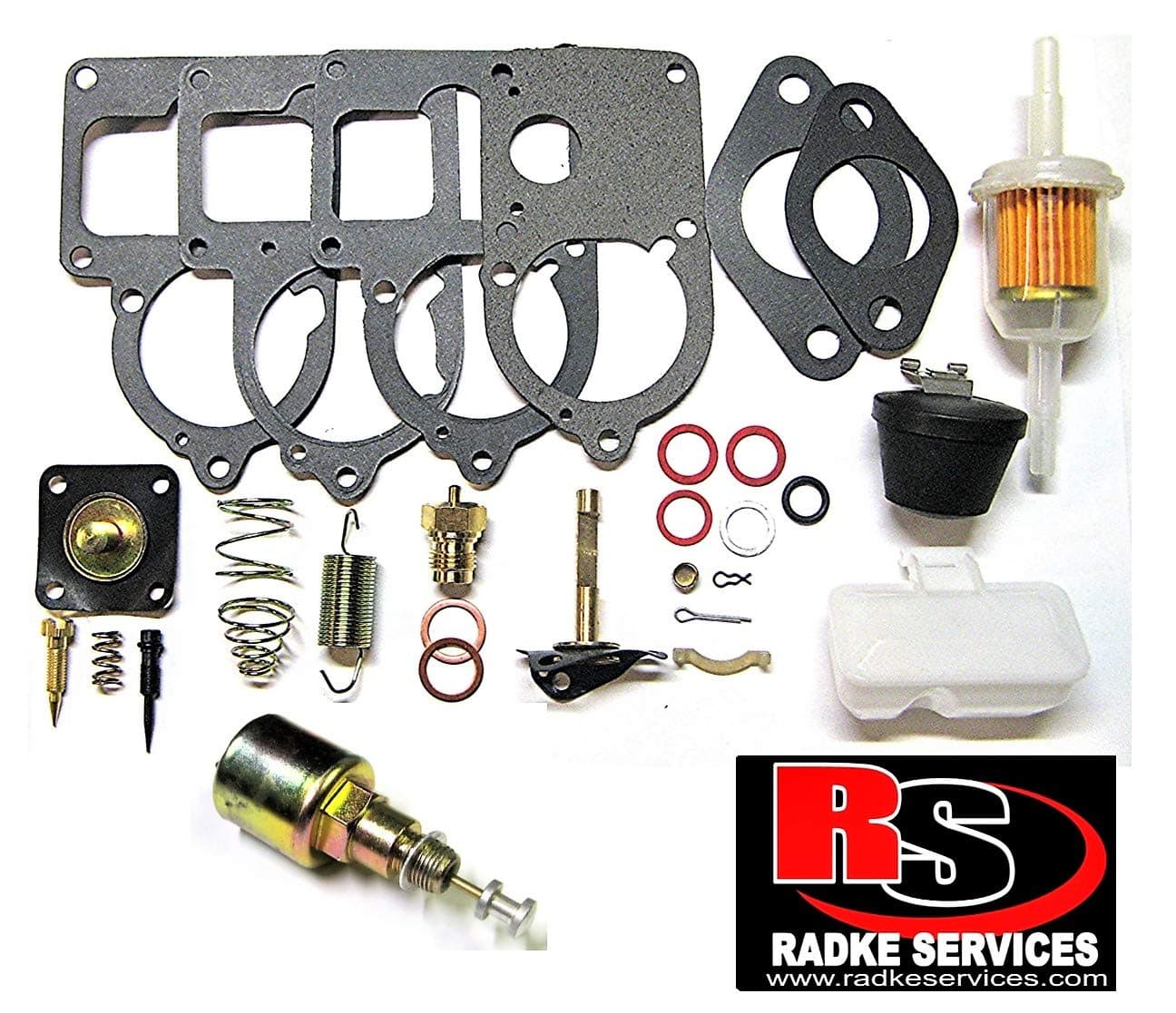 For VW's RADKE SERVICES Compatible with VW Solex 28 Thru 34 Pict 3 Complete Carburetor Rebuild Kit With Cut Off Valve