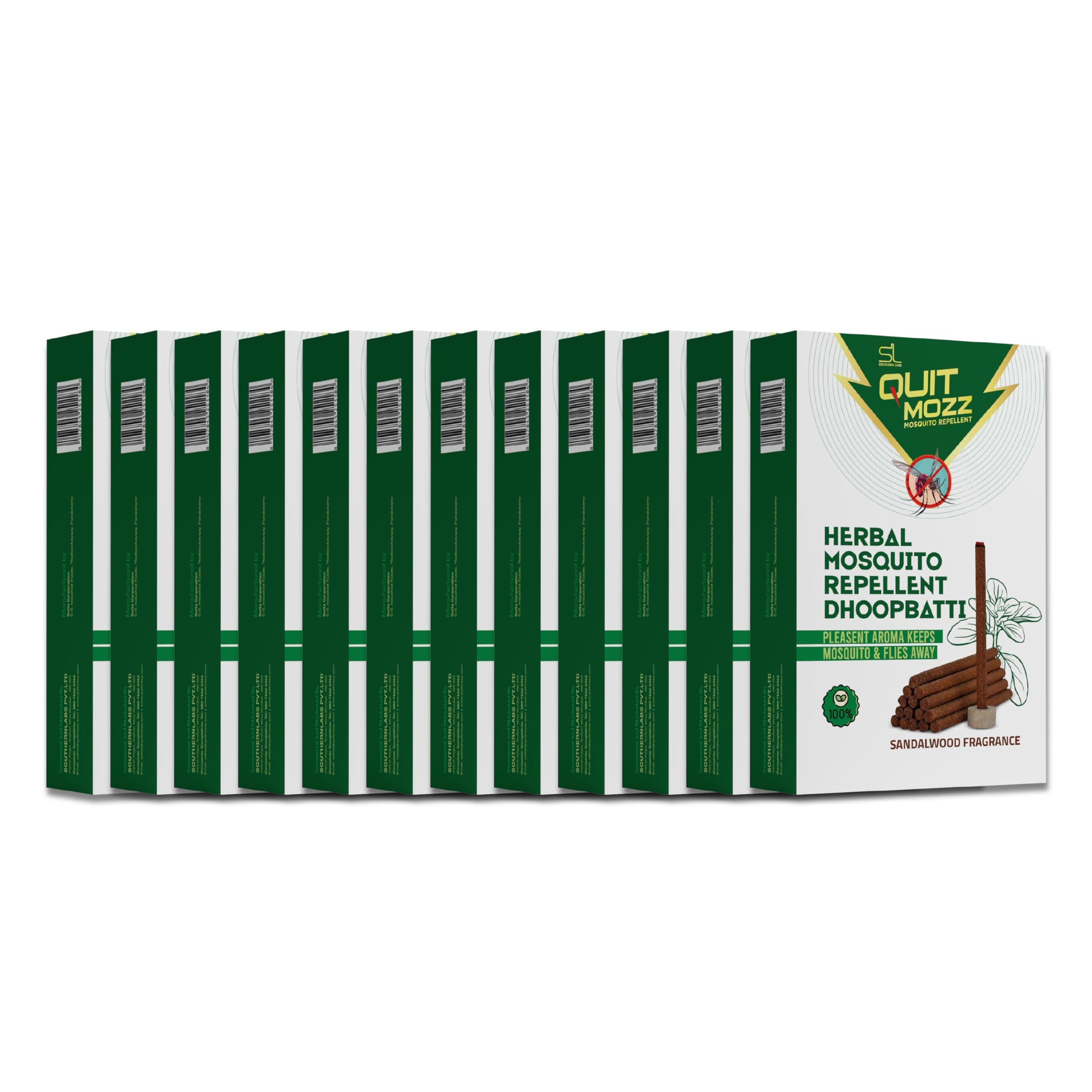 Herbal Mosquito Repellent Dhoopbatti, 1 Hour Burning time, Pack of 12 (10 Sticks Each)- Natural Machar Agarbatti, Dhoop Batti, Anti-Mosquito Killer, Chemical-Free Incense Sticks, Kids Safe