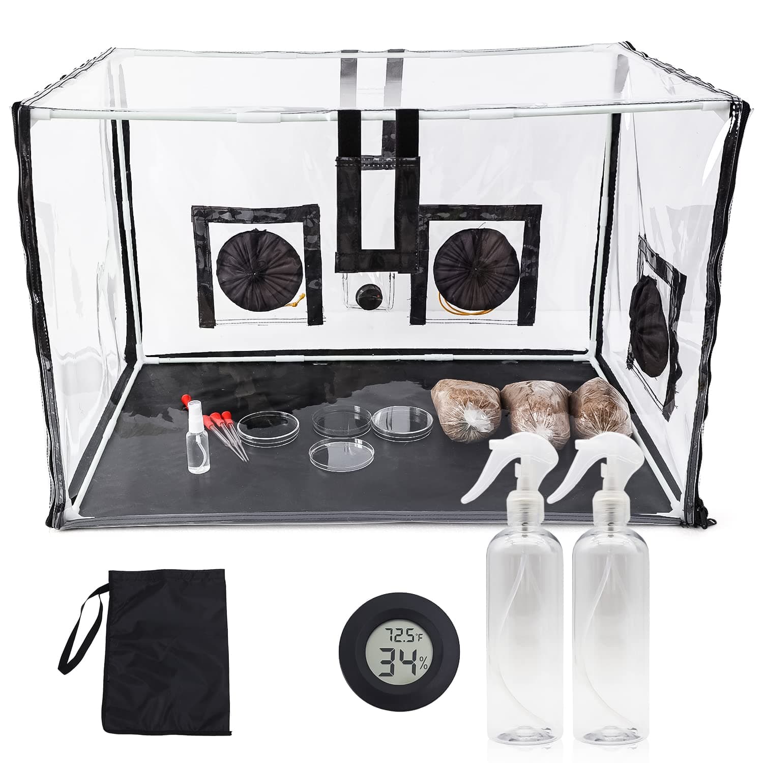 Large Still Air Box Mushroom Mycology Fume Hood Propagation StationsGrow Kit Mushroom Grow Bags Your Monotub Kit Mushroom Planting BagTent for Spores Horticulture Supplies (31.5 * 20.5 * 20.5inch)