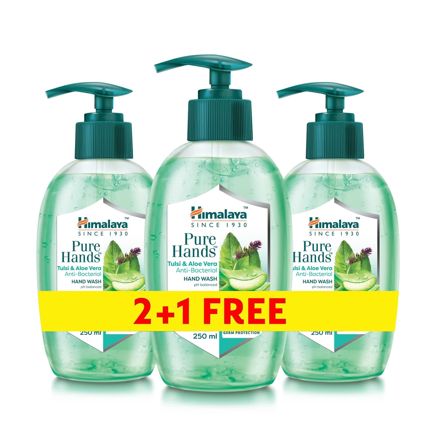 Since 1930 Himalaya Purehands Hand Wash Soap Tulsi & Aloe Vera Effectively Protects Hands from Germs -3x250ml