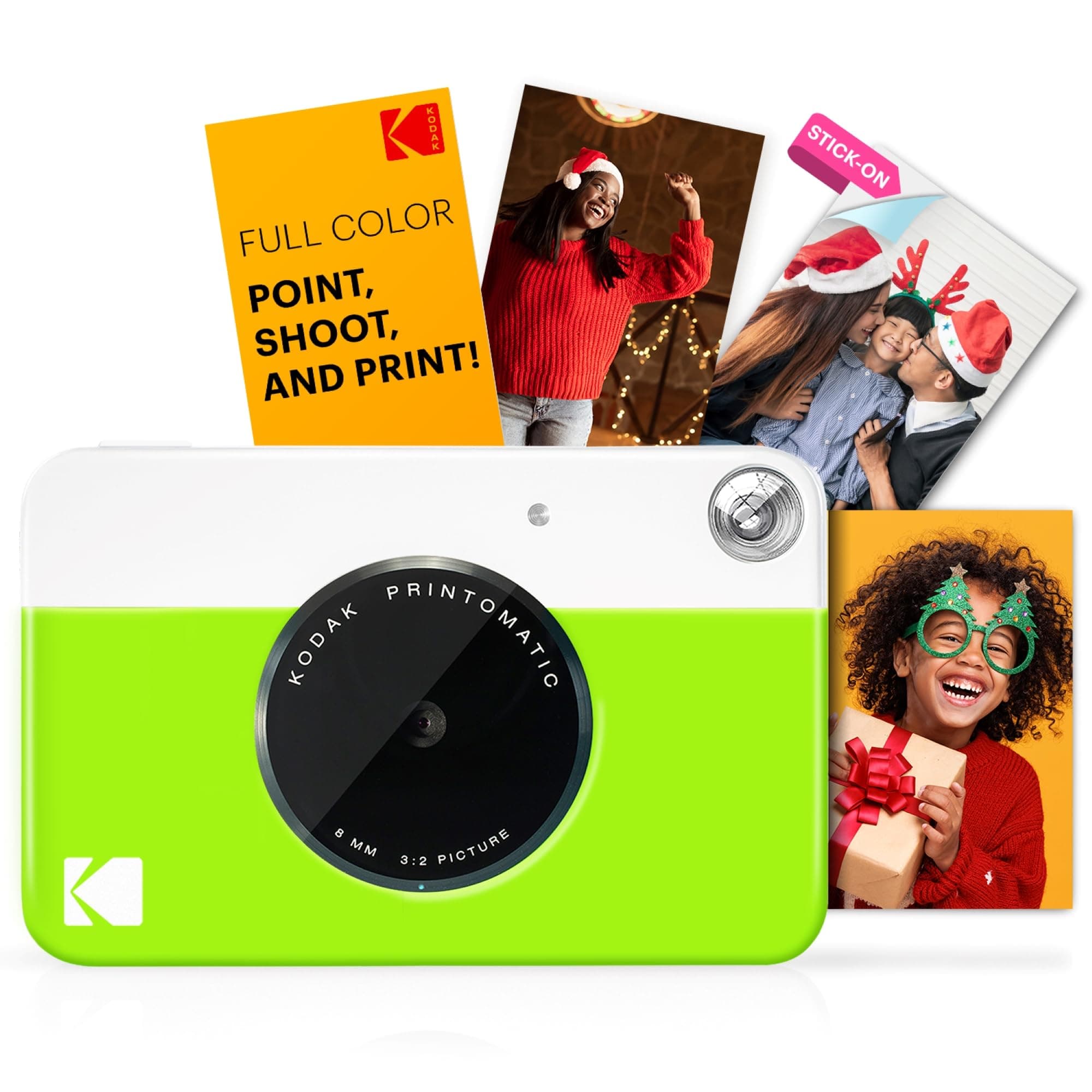 KODAK Printomatic Full-Color Instant Print Digital Camera - Zink 2x3" Sticky-Back Photo Paper - 5MP, Portable, Creative Fun Gift for Birthday, Christmas, Holiday - Green