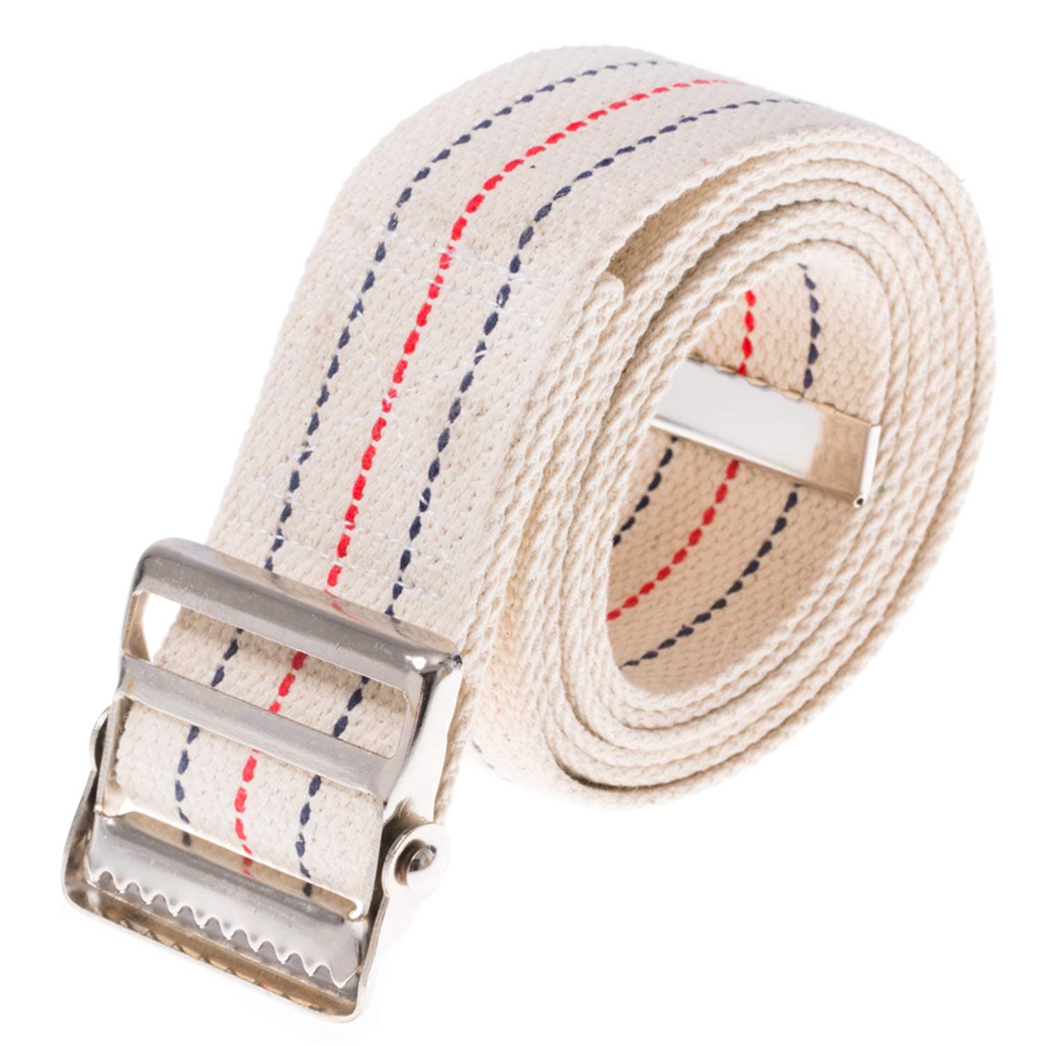 Transfer and Gait Belt with Metal Buckle - Transfer Walking and Standing Assist Aid For Caregiver Nurse Therapist 2 inches (Beige with Stripes, 60")