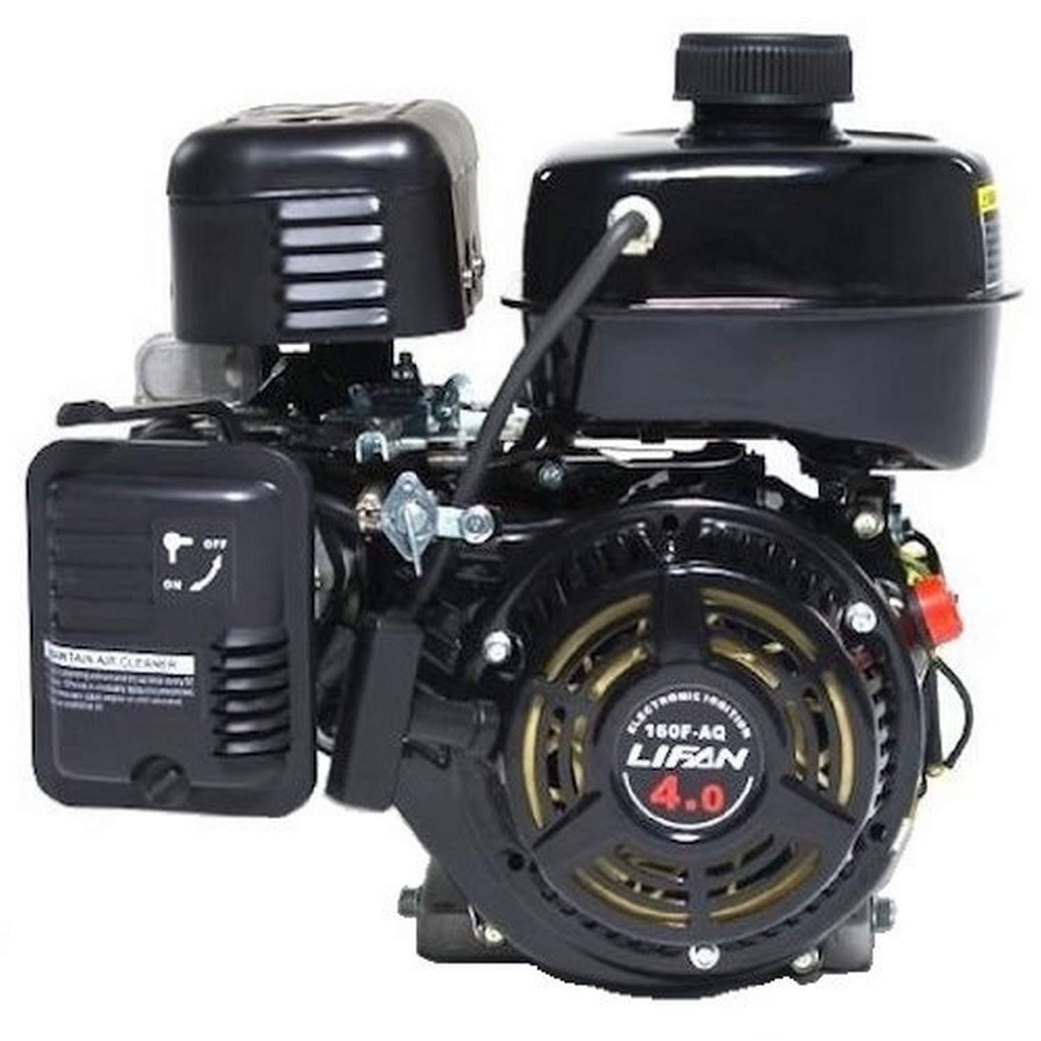 Lifan LF160F-AQ 4 HP 118cc 4-Stroke OHV Industrial Grade Gas Engine with 3/4" Keyway shaft, Recoil Start, and Universal Mounting Pattern