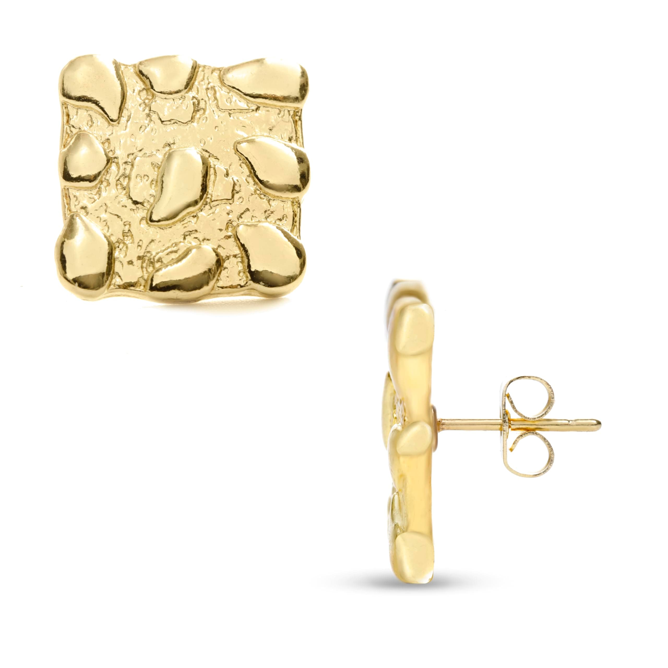 Nugget Earrings Gold Nugget Earrings for Men Gold Earring for Men 925 Sterling Silver 14K Gold Plated Best Earring for Sensitive Ears Gleaming Gift Choice