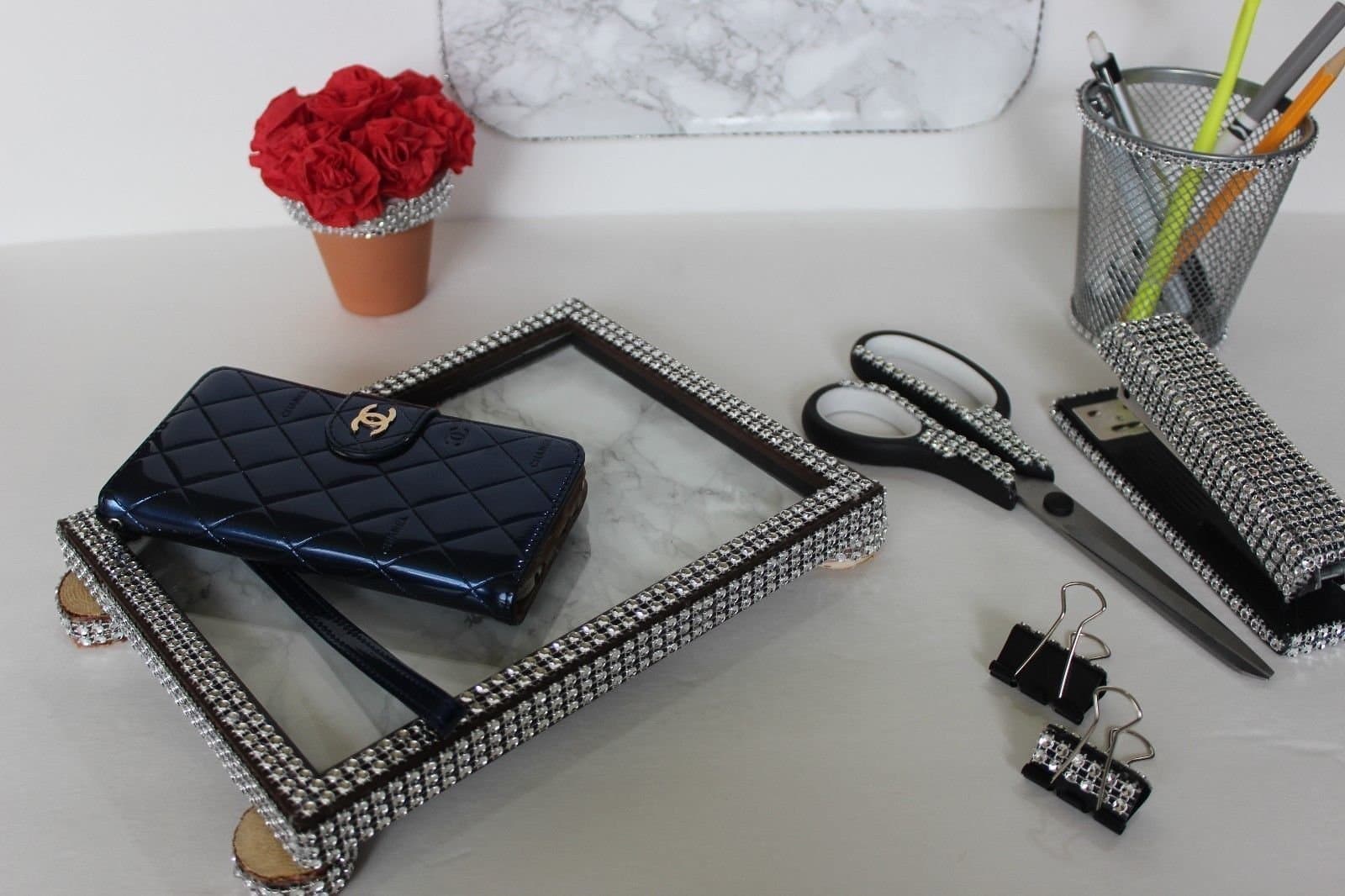 Set of 10 Bling Office desk accessories Desktop accessories Dorm room desk Set