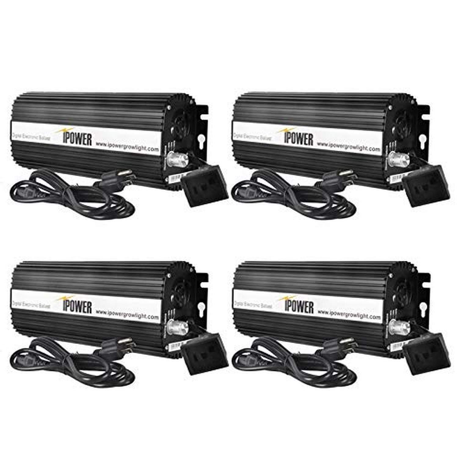 iPower GLBLST1000DX4 4-Pack Horticulture 1000 Watt Digital Dimmable Electronic Ballast for Hydroponic HPS MH Grow Light, 1000W, Black