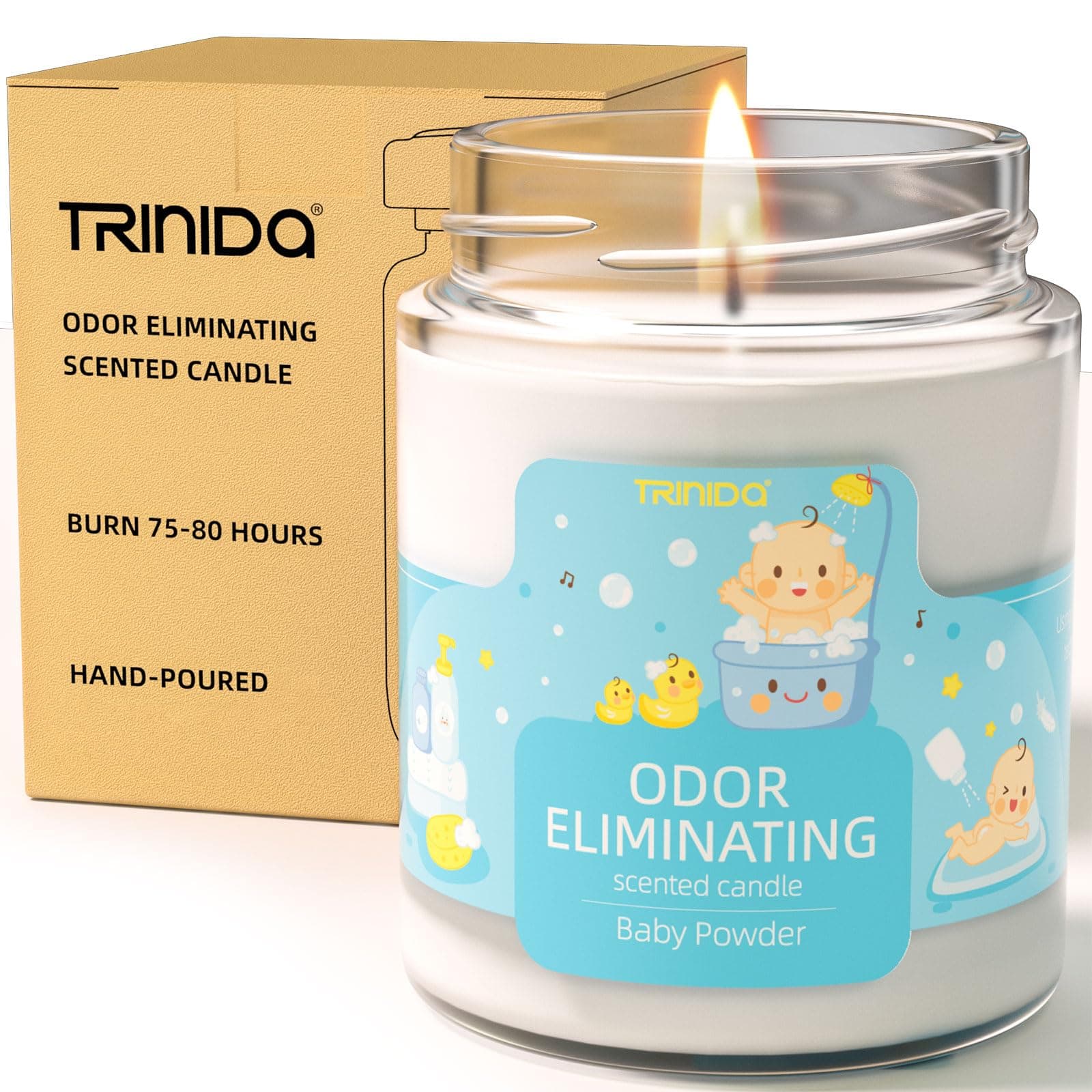 Baby Powder Odor Eliminating Candles for Home Scented, Eliminates 99% of Pet, Smoke, Food and Other Smells Quickly, Highly Fragranced Candle, Premium Soy Candles Set for Women