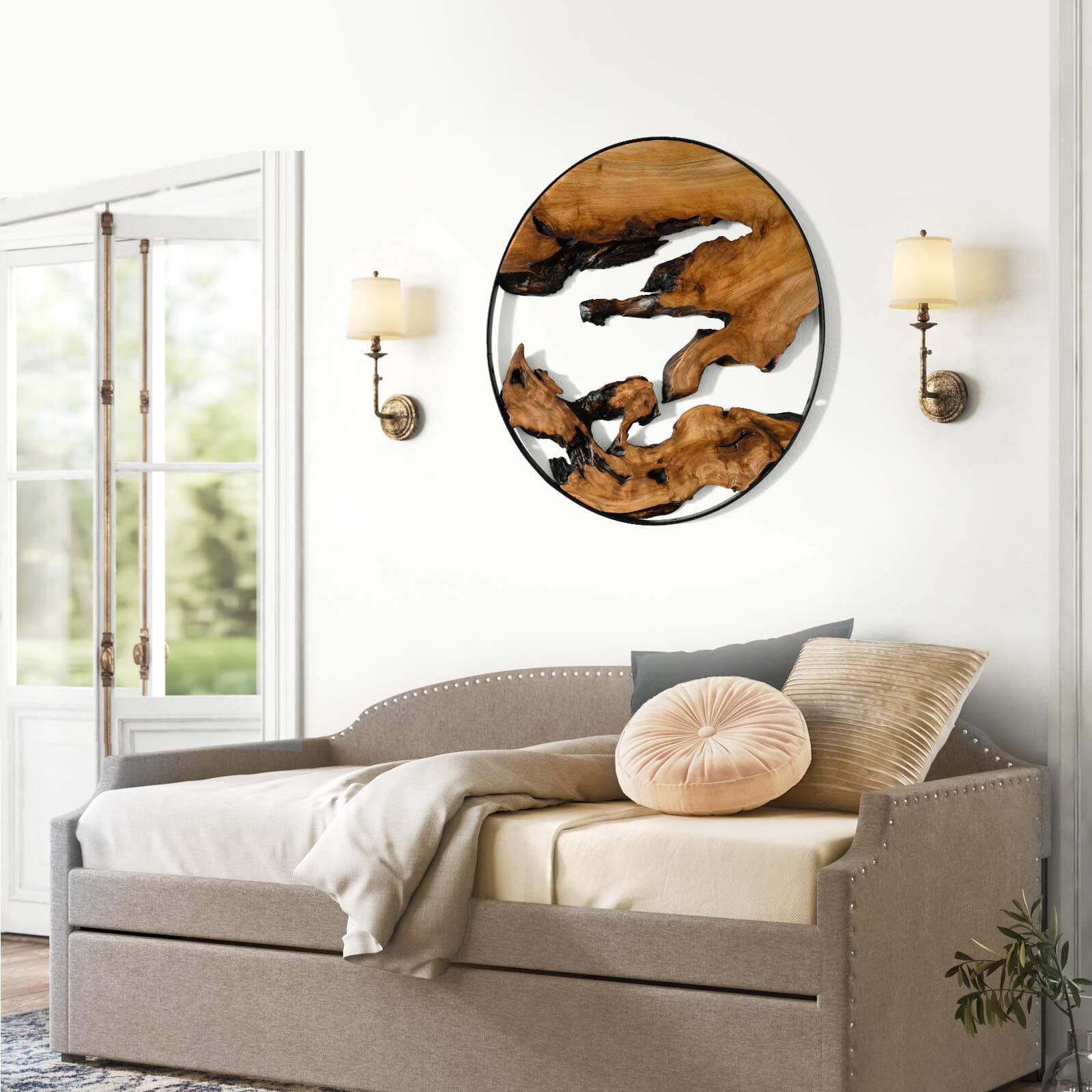 WELLAND Cedar Wood Wall decoration Ornaments, 16" L x 16" W x 1" H Hanging Decoration, irregular shape décor for Home Office, Living Room, Bedroom, Entryway, Bathroom