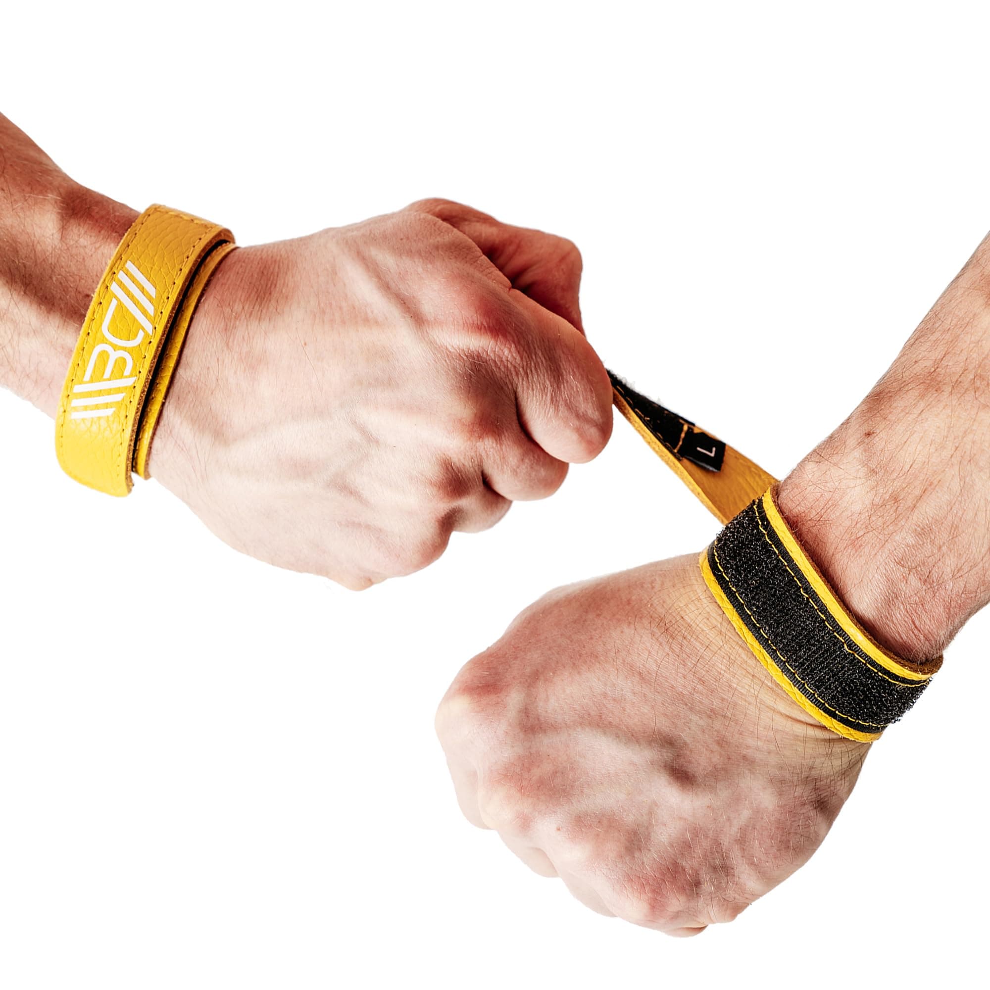 WARM BODY COLD MIND Premium Leather Wrist Wraps for Cross Training, Olympic WeightLifting, Powerlifting, Bodybuilding, Deadlift, Strength Training and Wrist Support with Thumb Loop (YELLOW, S)