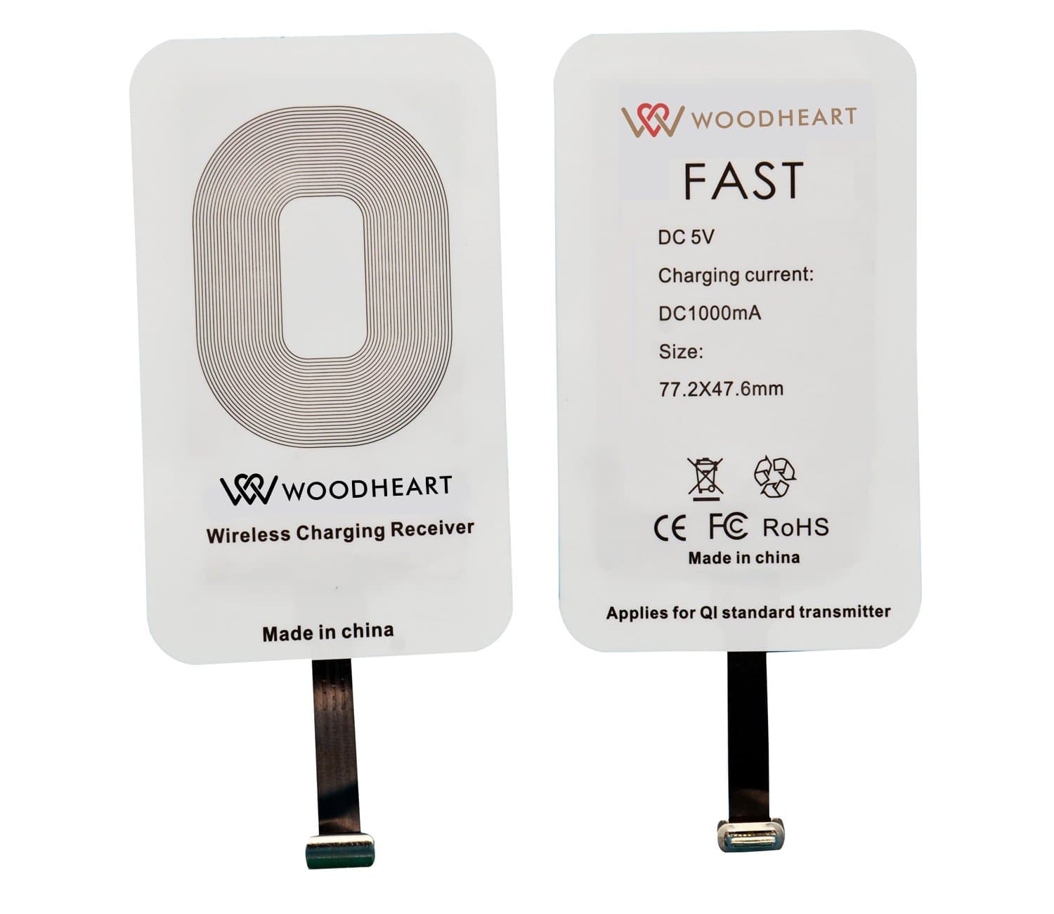WOODHEART Universal QI Wireless Charging Receiver for iPhone 7 plus, iPhone 6s plus, iPhone 5 5s, iPhone 5C, iPad mini etc (IOS Receiver)