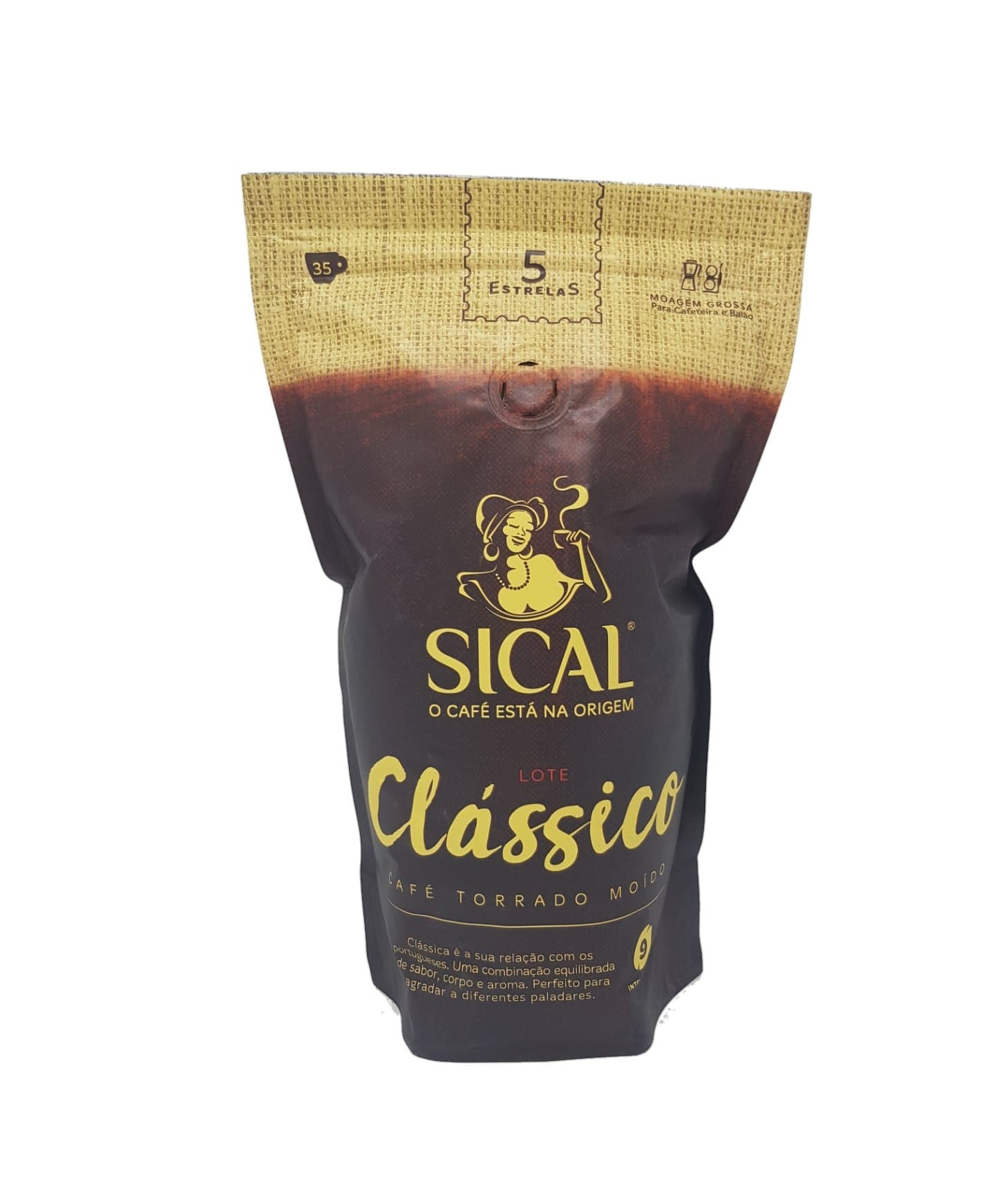 Sical 5 Estrelas ground coffee fine grind Portuguese blend intensity scale "9" (250 grams)