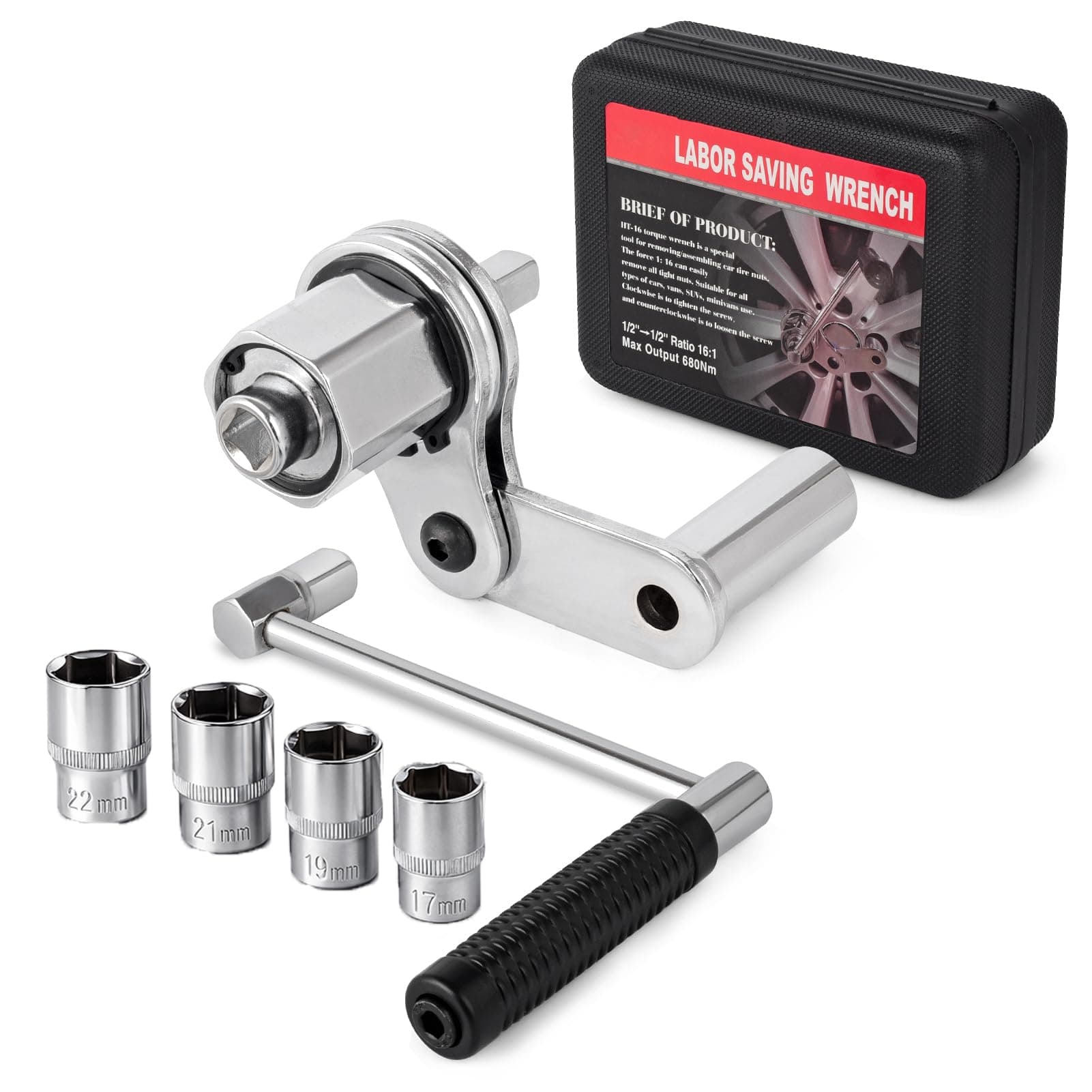 COTOUXKER Torque Multiplier, Heavy Duty Torque Multiplier Wrench Set for Lug Nut Remover 1/2 Driver 1:16 Labor Saving Wrench