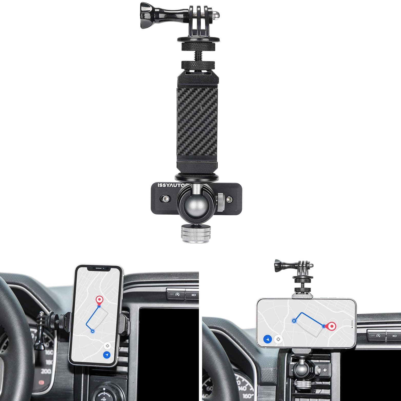 ISSYAUTO ALUMINUM Cell Phone Holder Mount Compatible with Ford F-150 2021 2022 2023 F150, Phone Holder Mount for Truck, Camera Mount, Stable Installation, Easy to Install