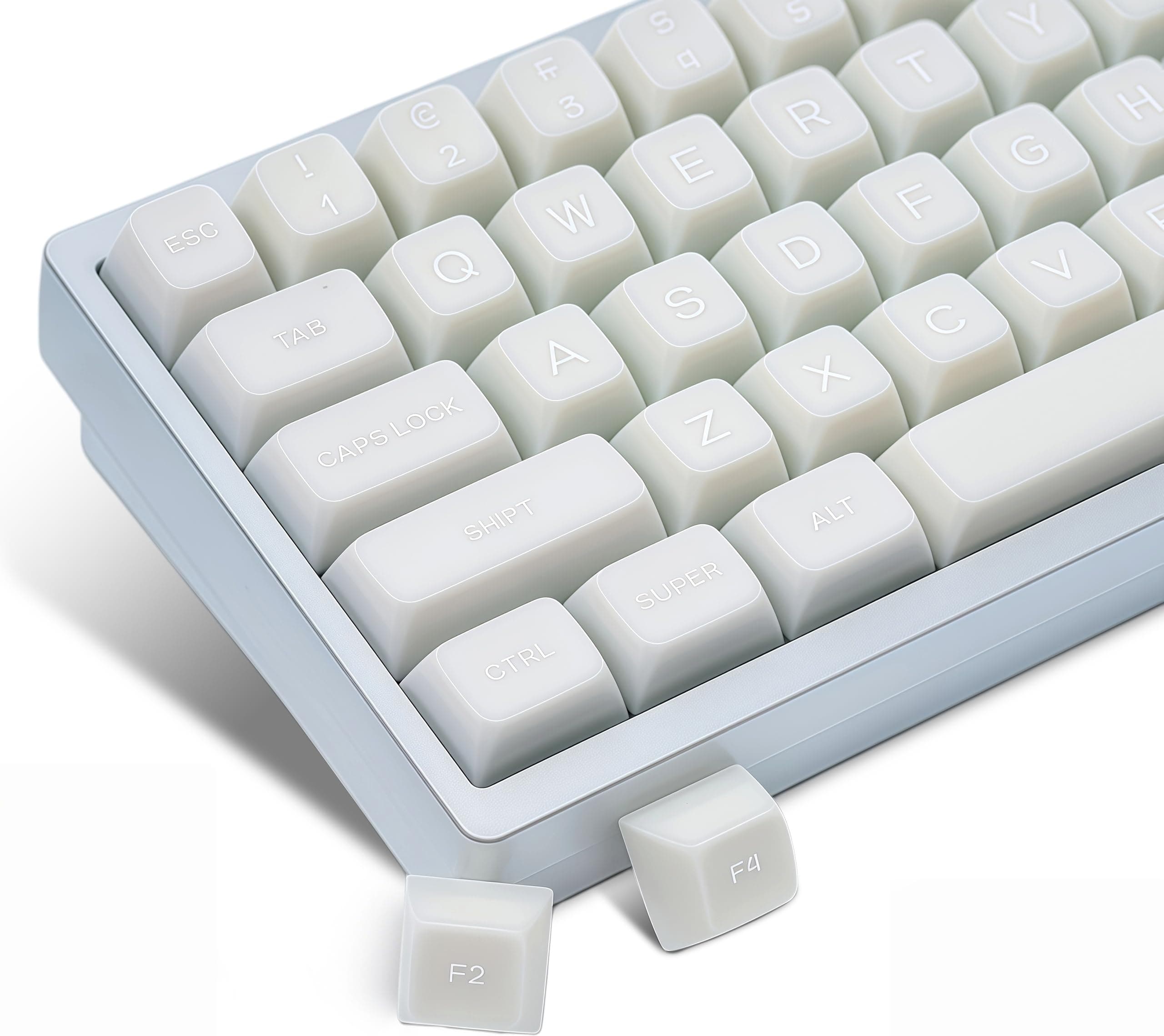 White Jade keycaps PBT,Ceramic Key caps Style,Translucent Keyboard keycaps Cute,SA Profile keycap Set for 60%/65%/75%/96%/100% US Layout Cherry MX Switches Mechanical Keyboard