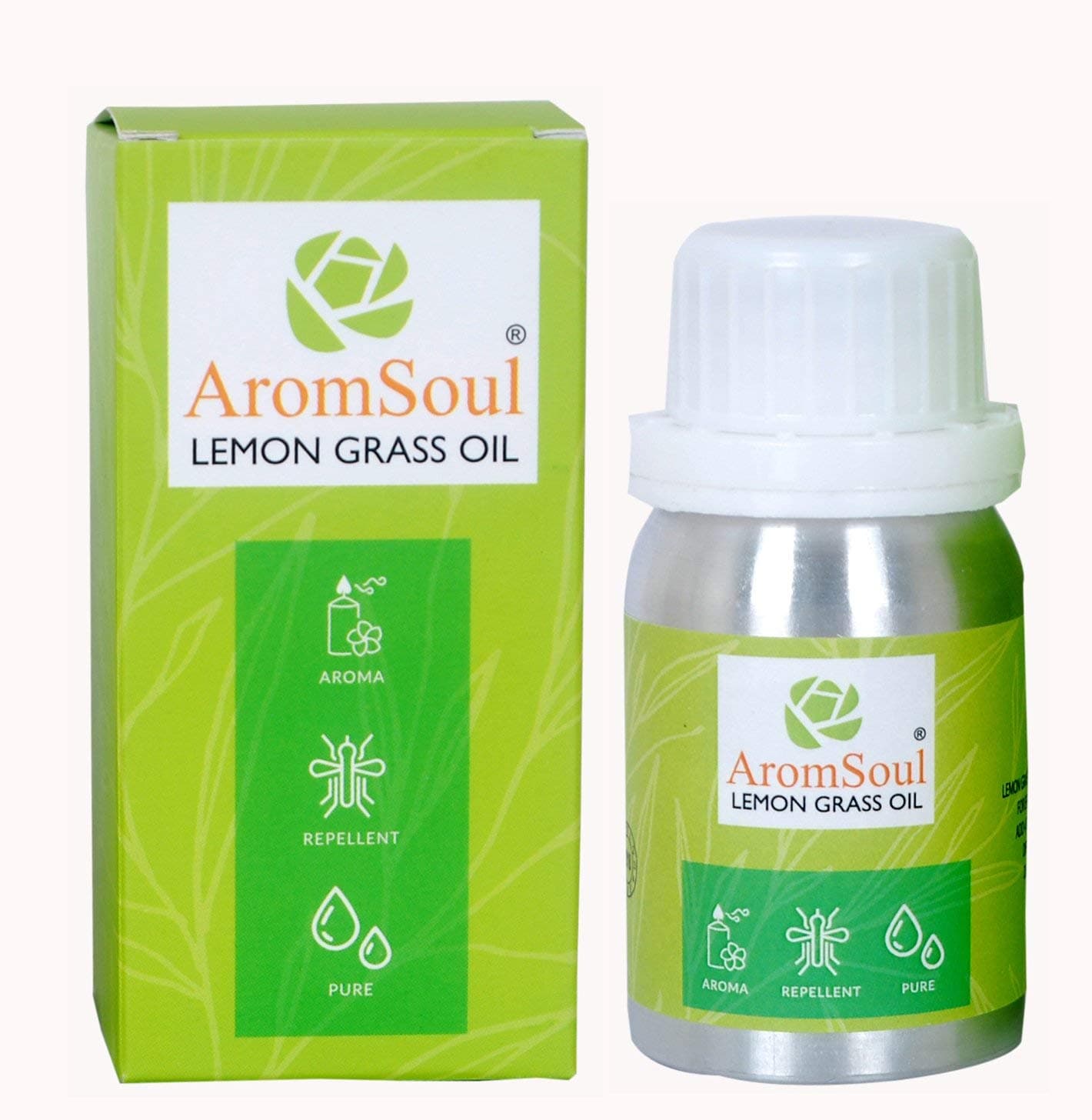 Aromsoul Premium Lemon Grass Essential Oil 50 ML 100% Natural and Pure Therapeutic Grade for Hair & Skin Care, Mosquito Repellent, Refreshing Aromatherapy, Strengthening Scalp