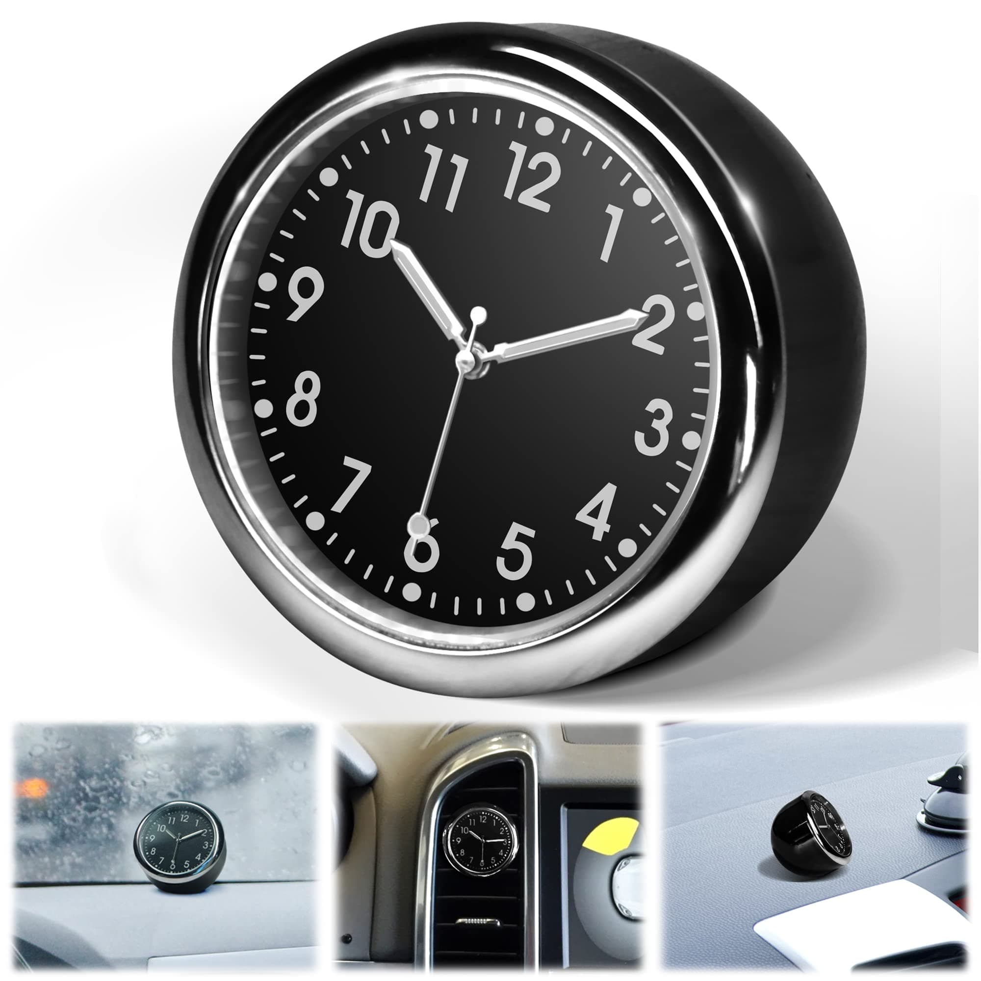Betus Car Dashboard Clock - Stick on Dashboard or Install with Air Vent Clip - Mini Tiny Small Analog Clock Watch for Vehicle Automotive Car Truck Boat Bike Home