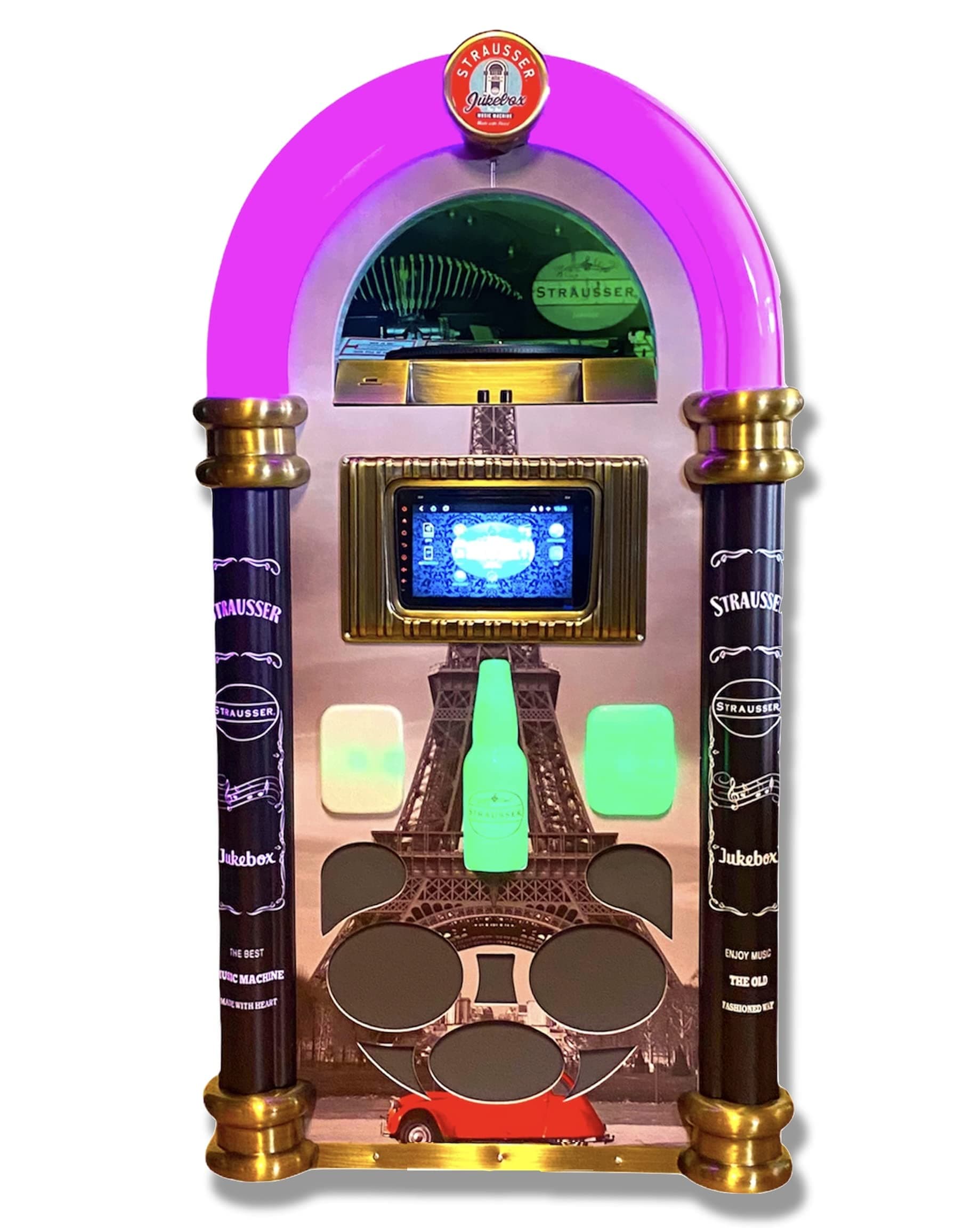 Strausser jukebox: handmade jukebox with cd/dvd player, radio, vinyl, usb, youtube, spotify.