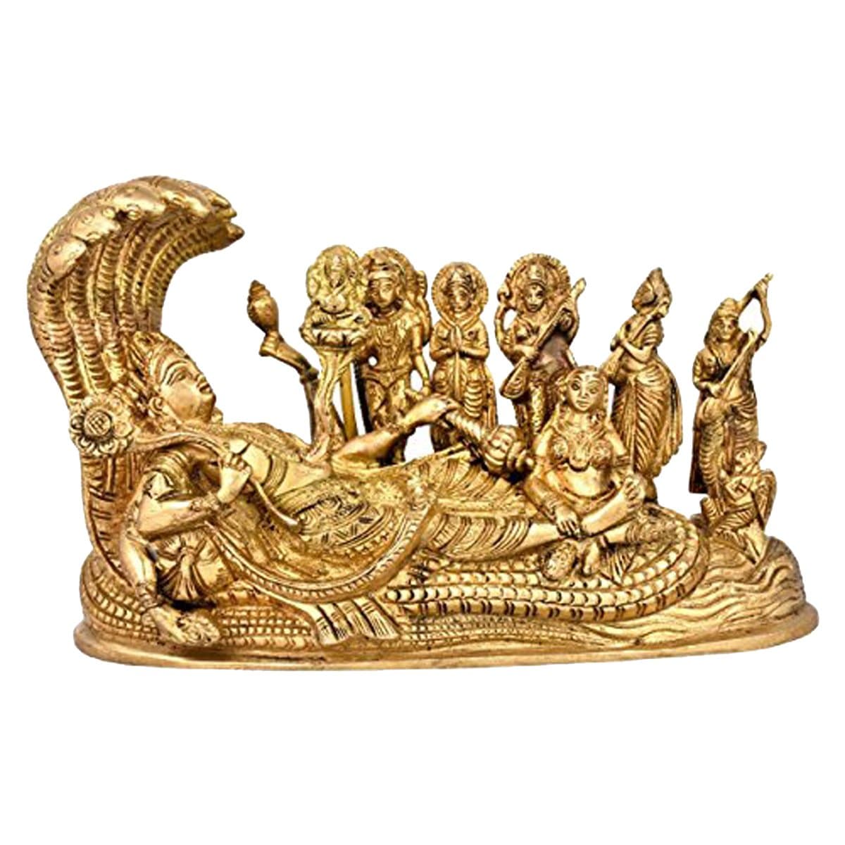 Aone India Brass Vishnu Parivar Idol, 5 x 8 x 3 Inches, Gold