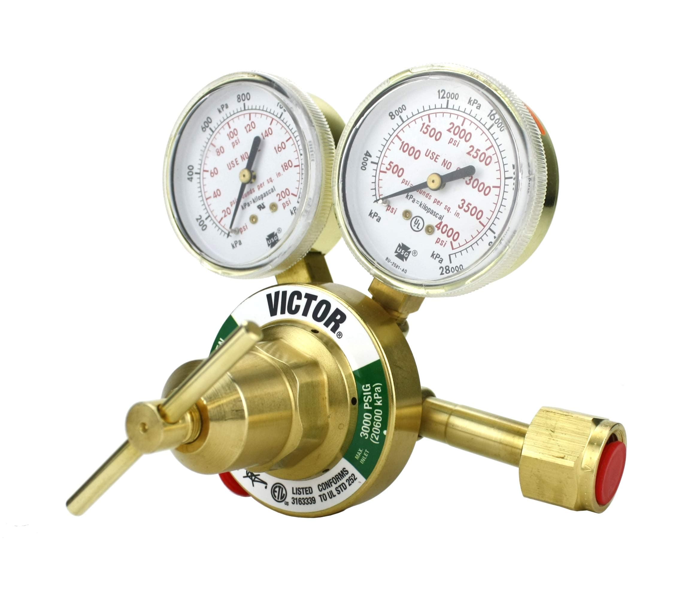 VICTOR Heavy Duty Oxygen Regulator Model: 350-125-540 - Delivery Rate: 5-125 psi - CGA-540 - Full Brass - Genuine Victor