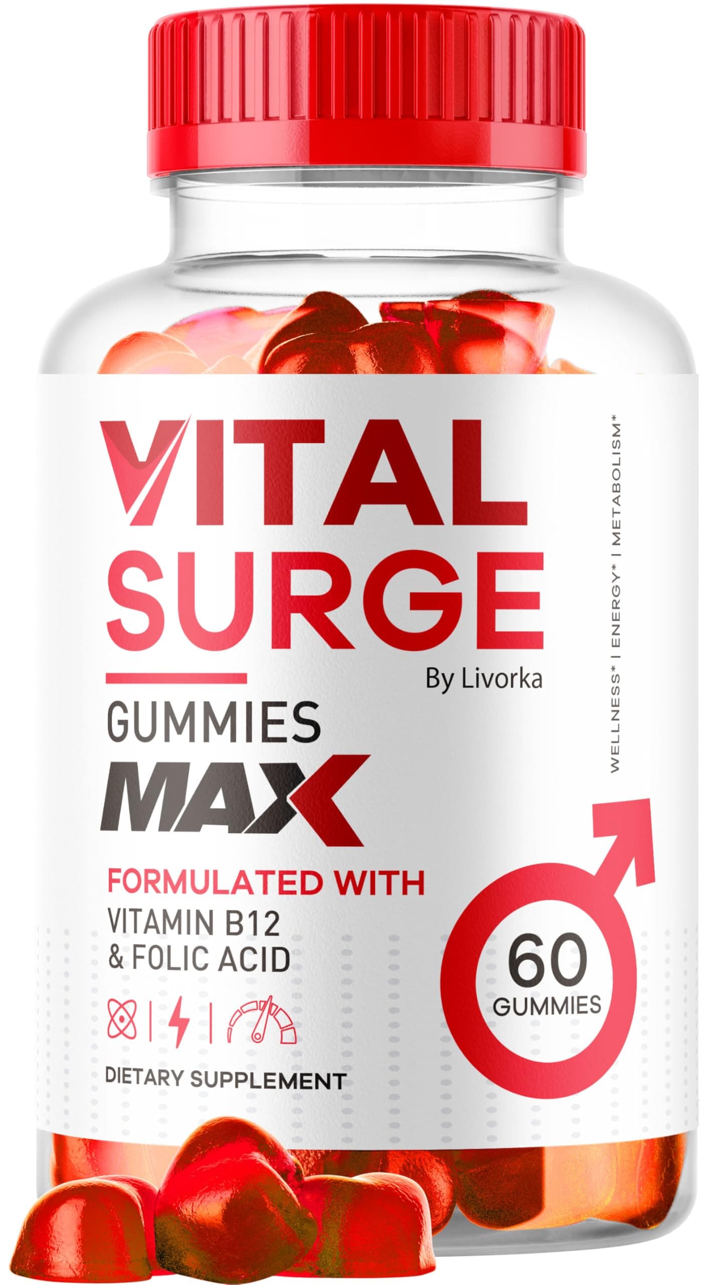 Vital Surge - Vital Surge for Men Gummies, Vital Vita Surge Max Maximum Strength 1050 MG, VitalSurge Supplement Support Gummy Advanced Formula, Premium Vitamin Gomitas (60 Gummies)