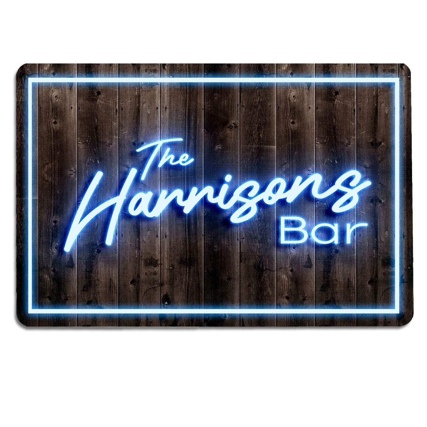 Personalised Bar Sign - Neon effect ANY NAME Printed Metal Sign - A4 Home Pub Bar accessories
